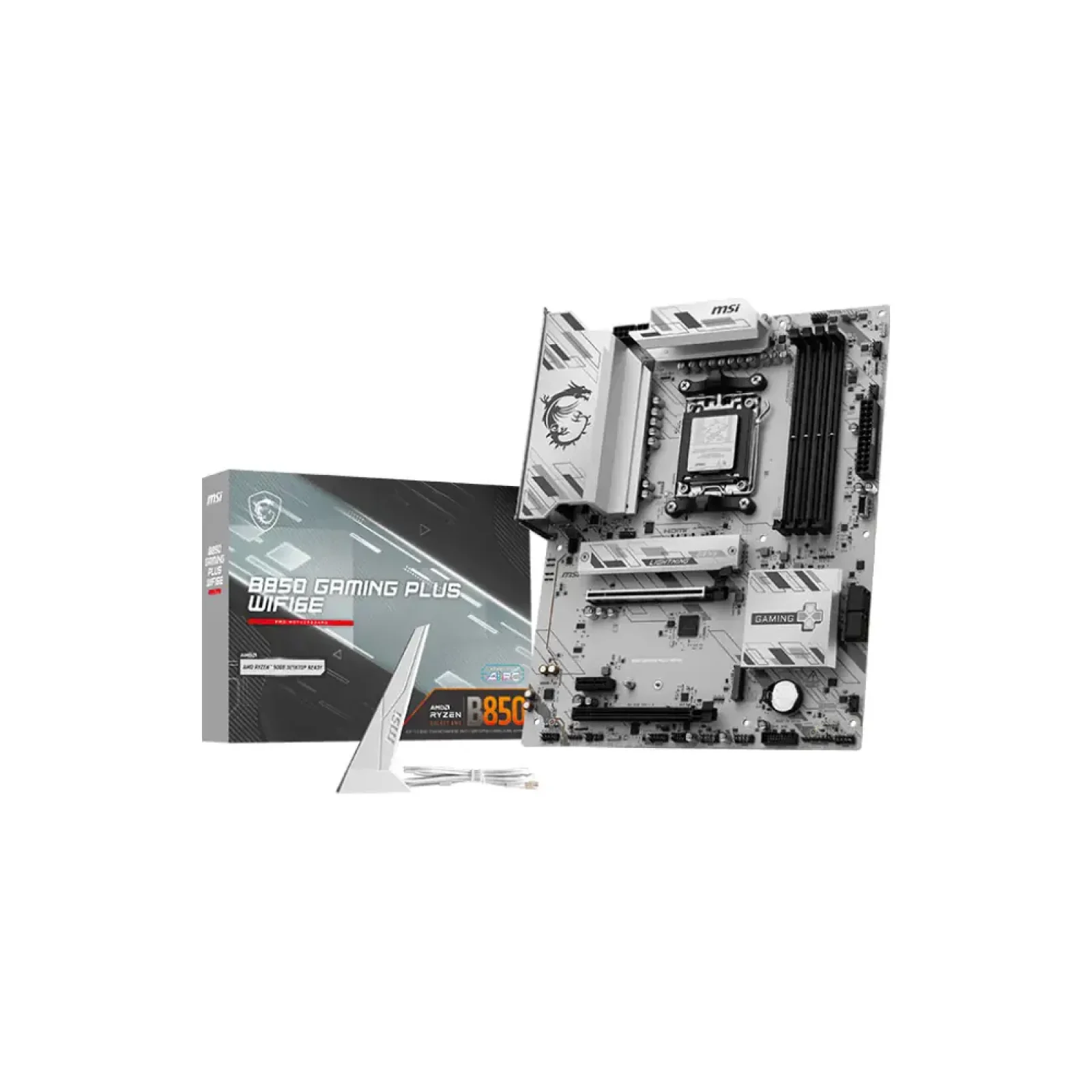Материнская плата MSI sAM5/4DDR5/HDMI/DP/3PCIe/3M.2/4S ATA/LAN2.5Gb B850 GAMING PLUS WIFI6E UA