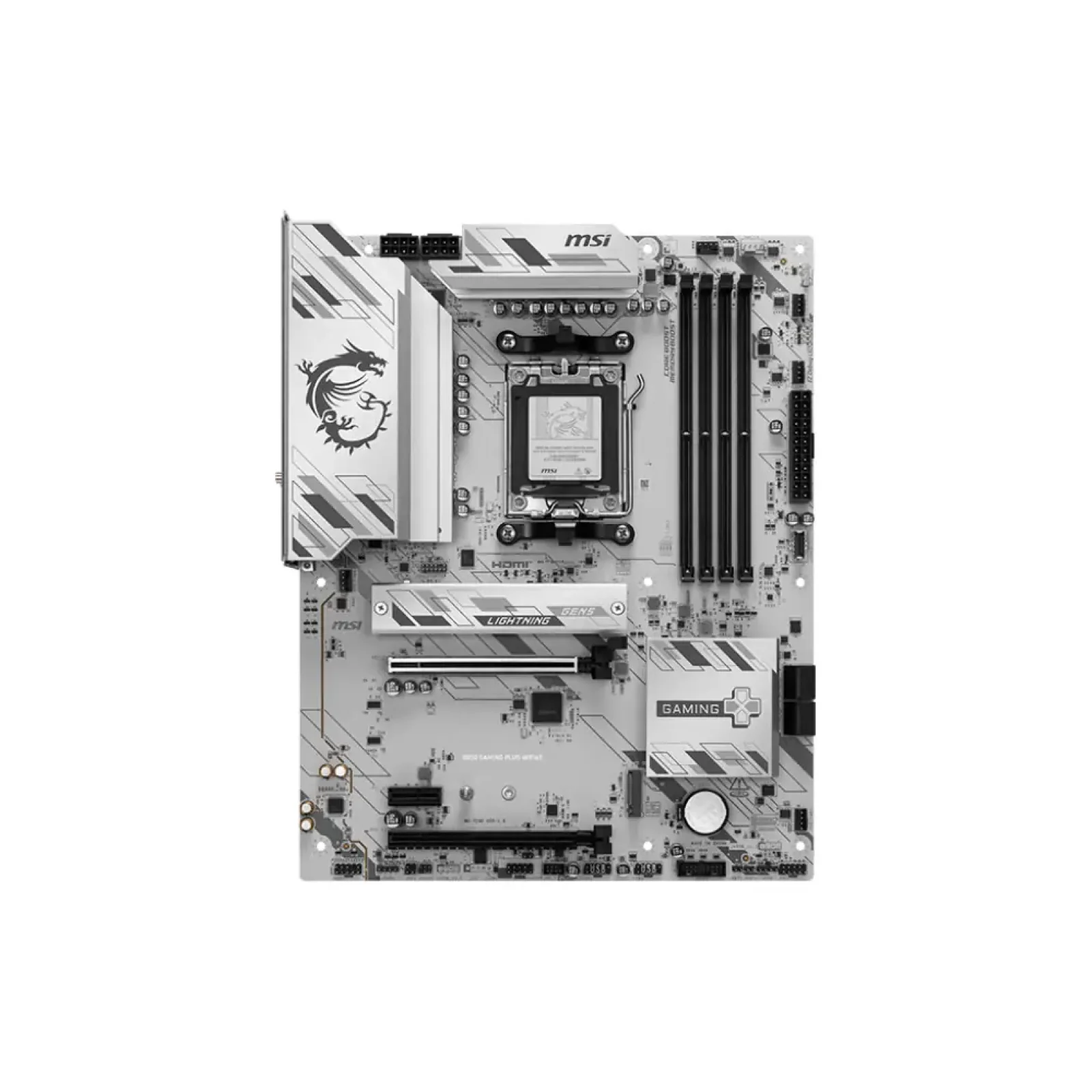 Материнская плата MSI sAM5/4DDR5/HDMI/DP/3PCIe/3M.2/4S ATA/LAN2.5Gb B850 GAMING PLUS WIFI6E UA
