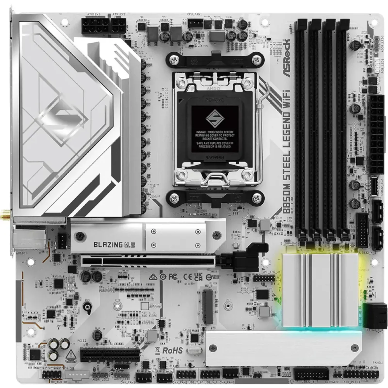 Материнская плата ASROCK sAM5 AMD B850 4xDDR5 HDMI/DP 3xM .2 2.5GbE LAN mATX B850M STEEL LEGEND WIFI UA