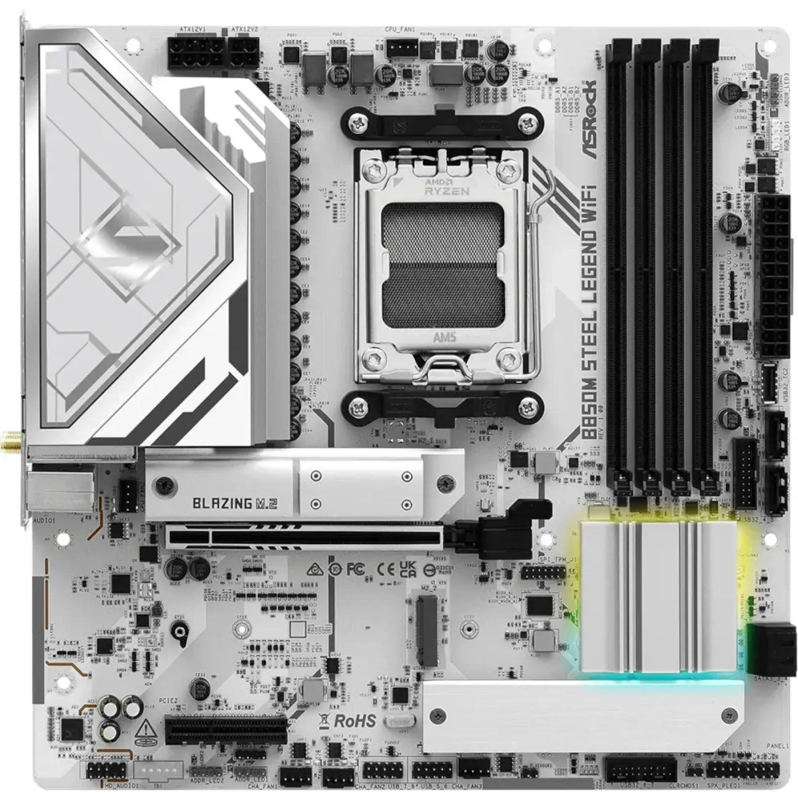 Материнская плата ASROCK sAM5 AMD B850 4xDDR5 HDMI/DP 3xM .2 2.5GbE LAN mATX B850M STEEL LEGEND WIFI UA
