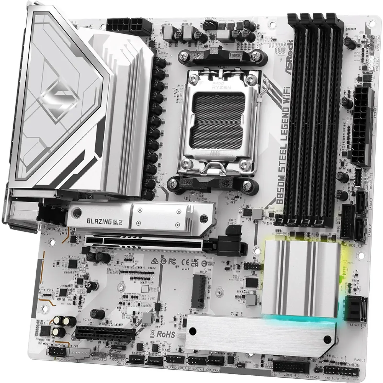 Материнская плата ASROCK sAM5 AMD B850 4xDDR5 HDMI/DP 3xM .2 2.5GbE LAN mATX B850M STEEL LEGEND WIFI UA
