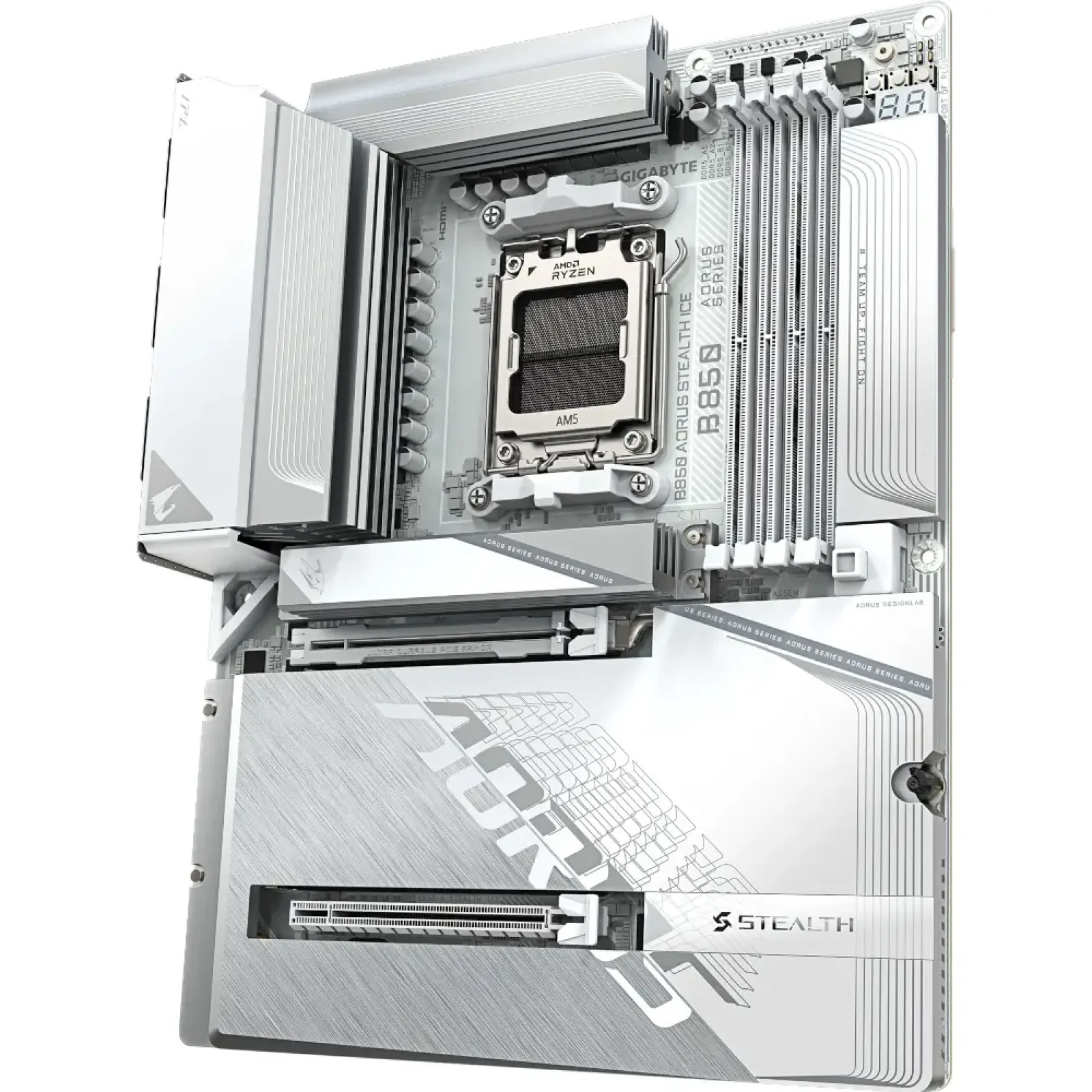 Материнська плата GIGABYTE sAM5 AMD B850 HDMI 4xM.2 5GbE LA N ATX B850 AORUS STEALTH ICE UA