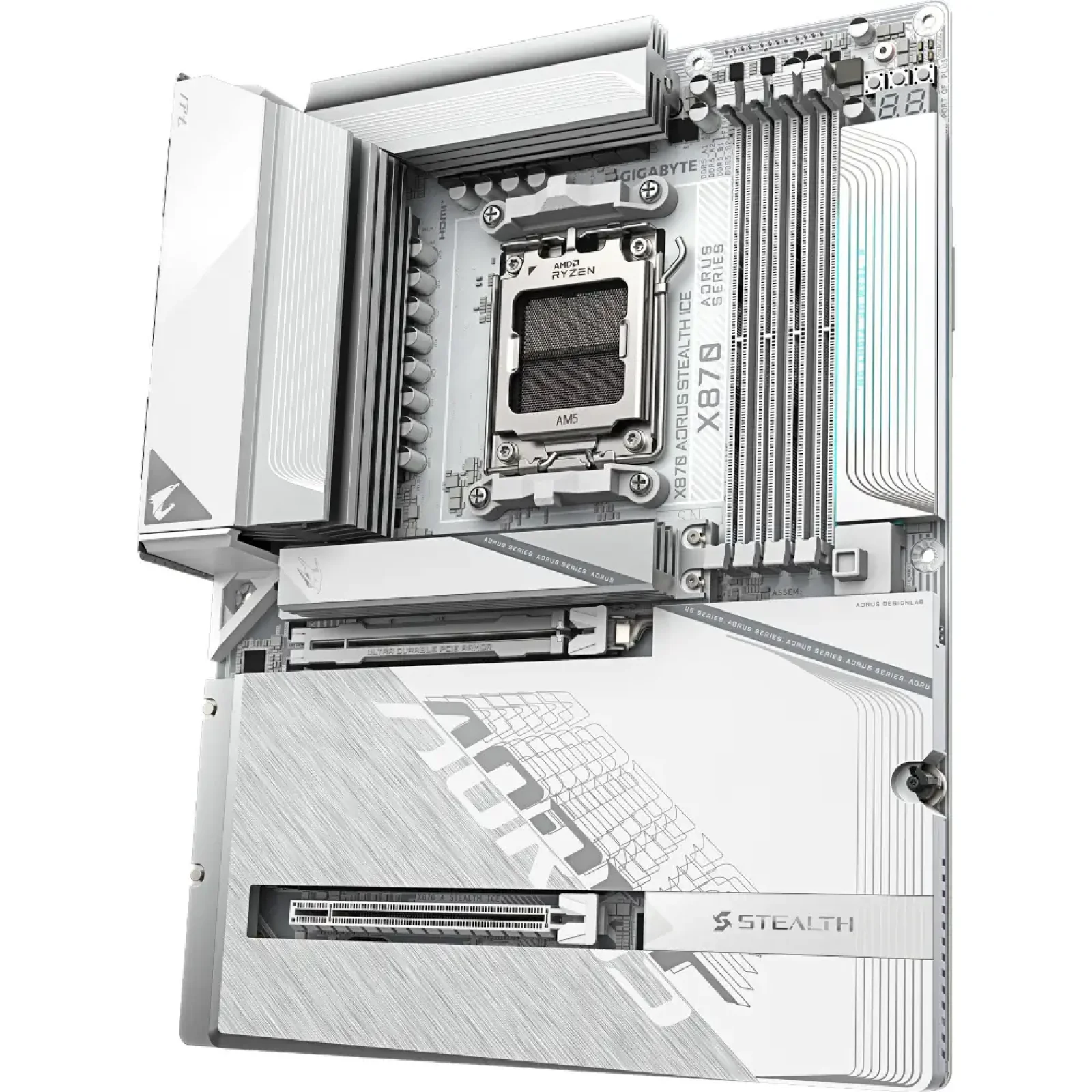Материнская плата GIGABYTE sAM5 AMD X870 HDMI/2xUSB4 Type-C 4xM.2 5GbE LAN ATX X870 AORUS STEALTH ICE UA