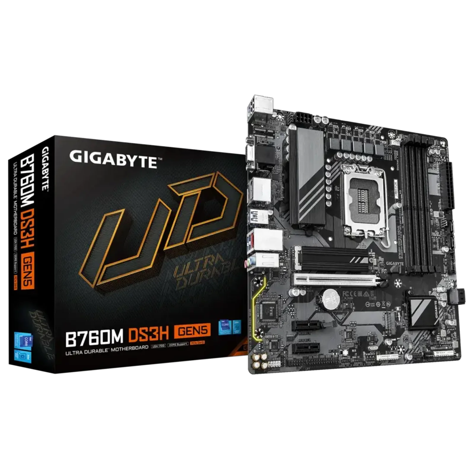 Материнская плата GIGABYTE s1700 Intel B760 HDMI/2хDP/VGA 2 xM.2 2.5GbE LAN mATX B760M DS3H GEN5 UA