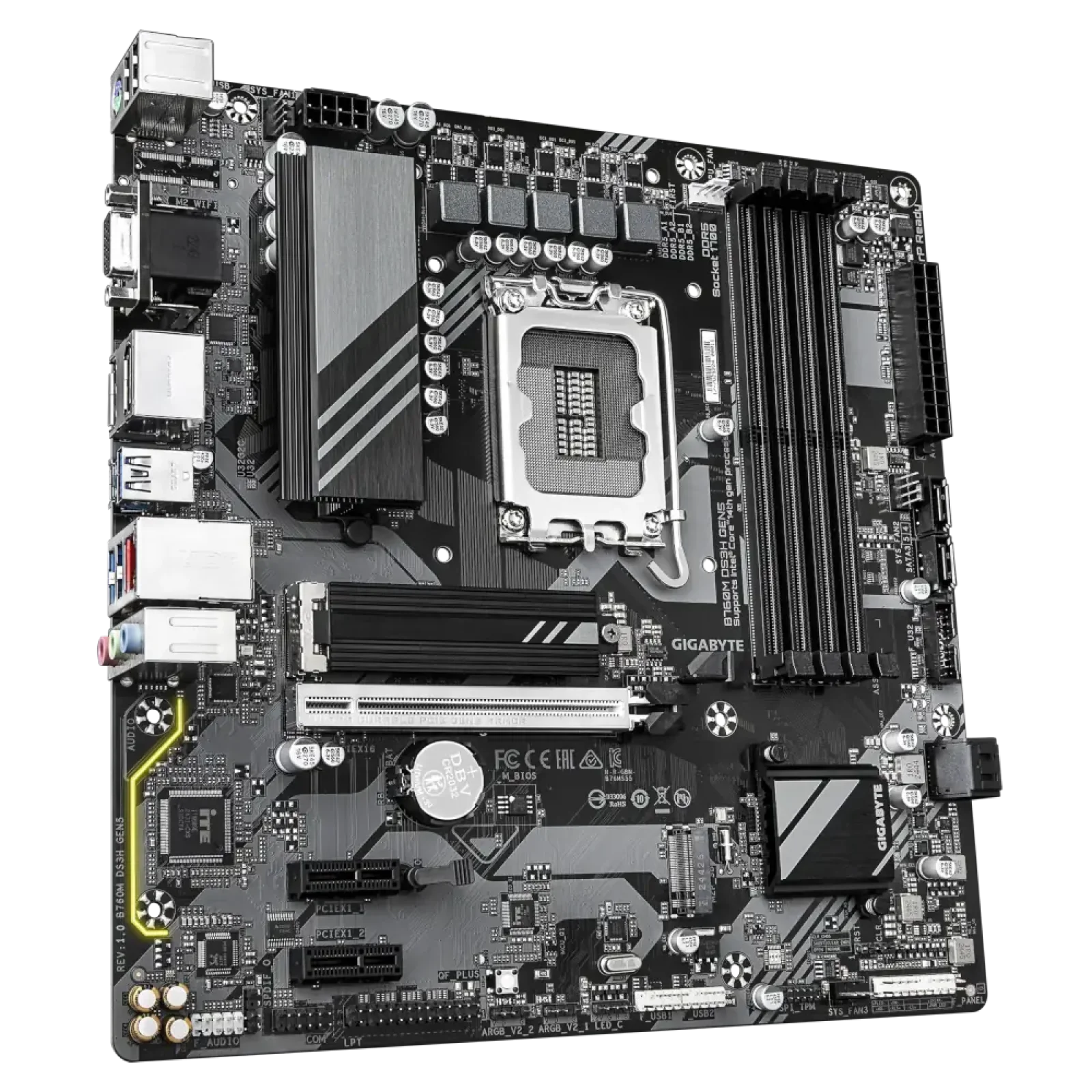 Материнская плата GIGABYTE s1700 Intel B760 HDMI/2хDP/VGA 2 xM.2 2.5GbE LAN mATX B760M DS3H GEN5 UA