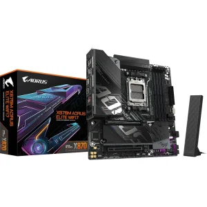 Материнская плата GIGABYTE sAM5 AMD X870 2xHDMI/2xUSB4 2xM. 2 2.5GbE LAN mATX X870M AORUS ELITE WIFI7 UA