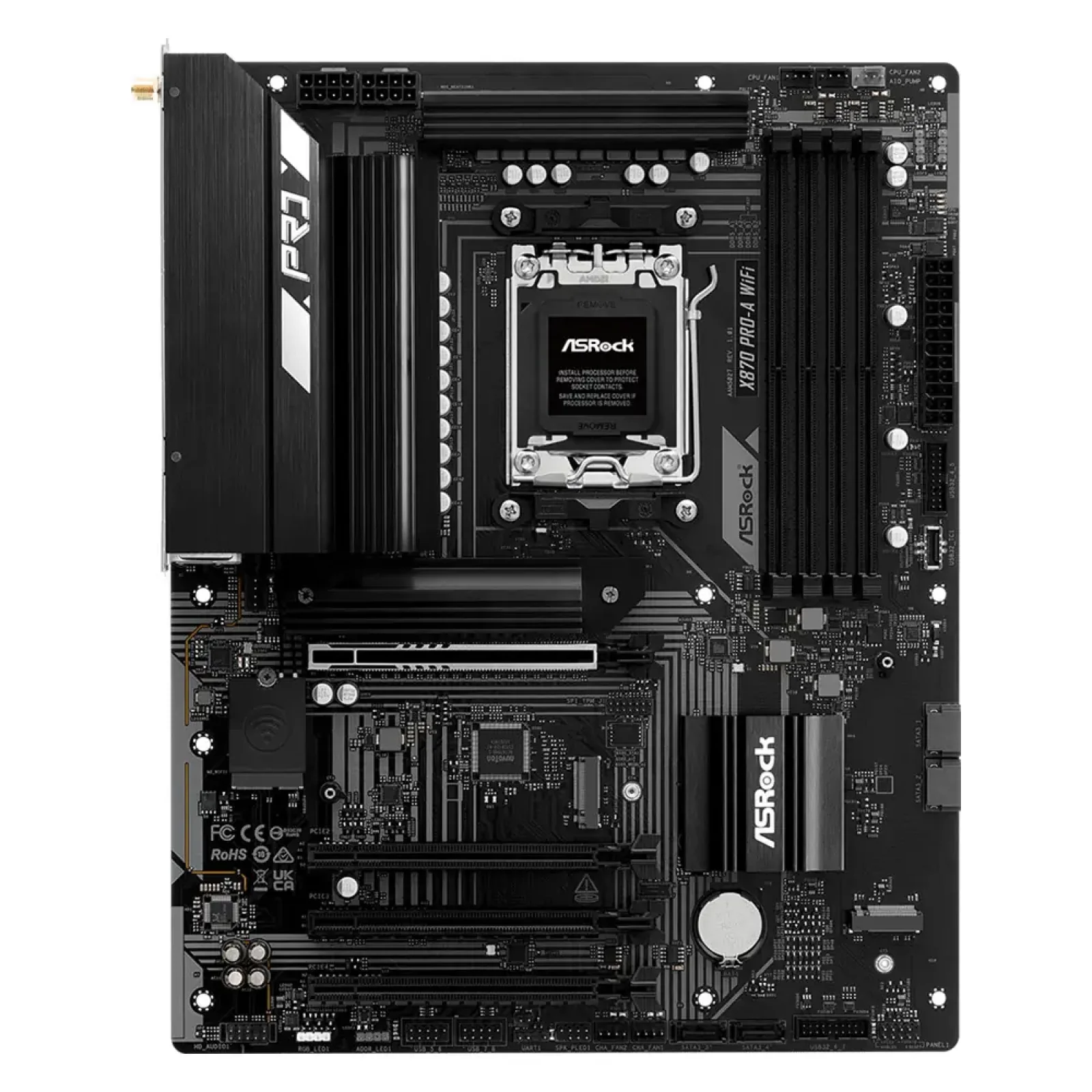 Материнская плата ASROCK sAM5 AMD X870 4xDDR5 HDMI/2xUSB4 3xM.2 2.5GbE LAN ATX X870 PRO-A WIFI UA