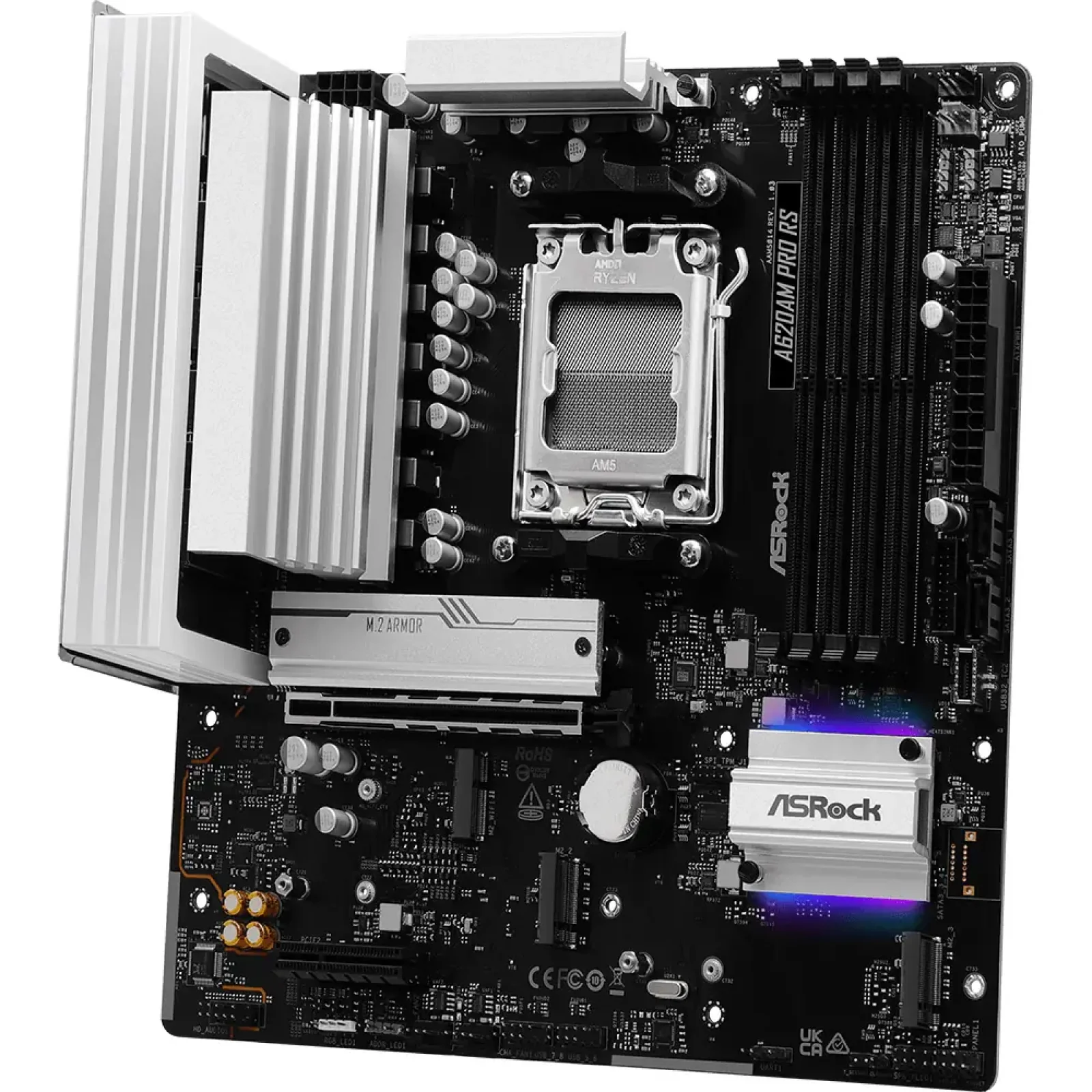 Материнська плата ASROCK sAM5 AMD A620A DP/HDMI 3xM.2 4xD DR5 2.5GbE LAN mATX A620AM PRO RS UA
