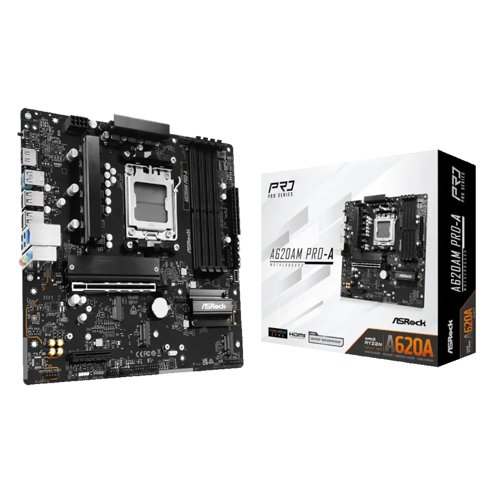 Материнская плата ASROCK sAM5 AMD A620A HDMI 3xM.2 4xDDR5 2.5GbE LAN mATX A620AM PRO-A UA