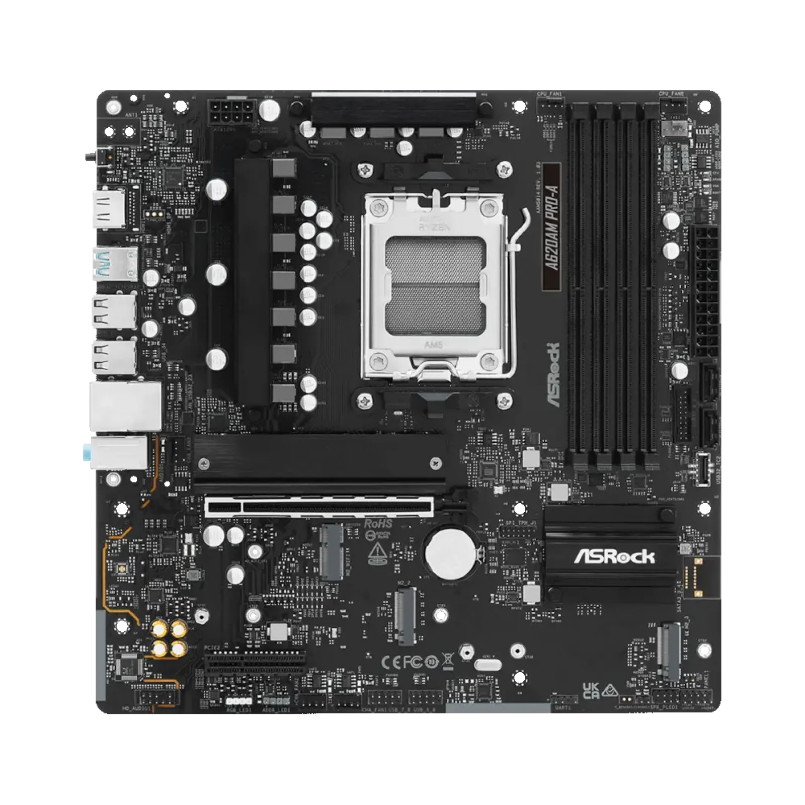 Материнская плата ASROCK sAM5 AMD A620A HDMI 3xM.2 4xDDR5 2.5GbE LAN mATX A620AM PRO-A UA