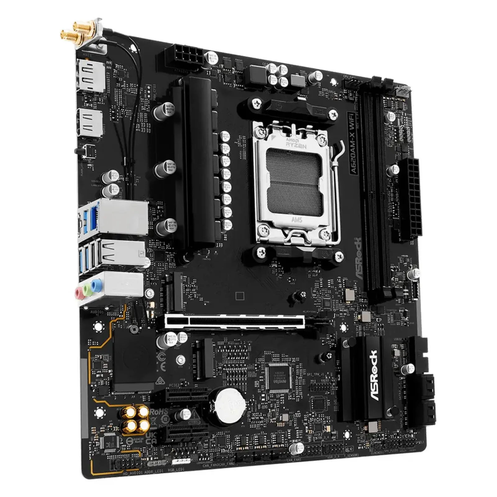 Материнская плата ASROCK sAM5 AMD A620A DP/HDMI 2xM.2 4xD DR5 2.5GbE LAN mATX A620AM-X WIFI UA