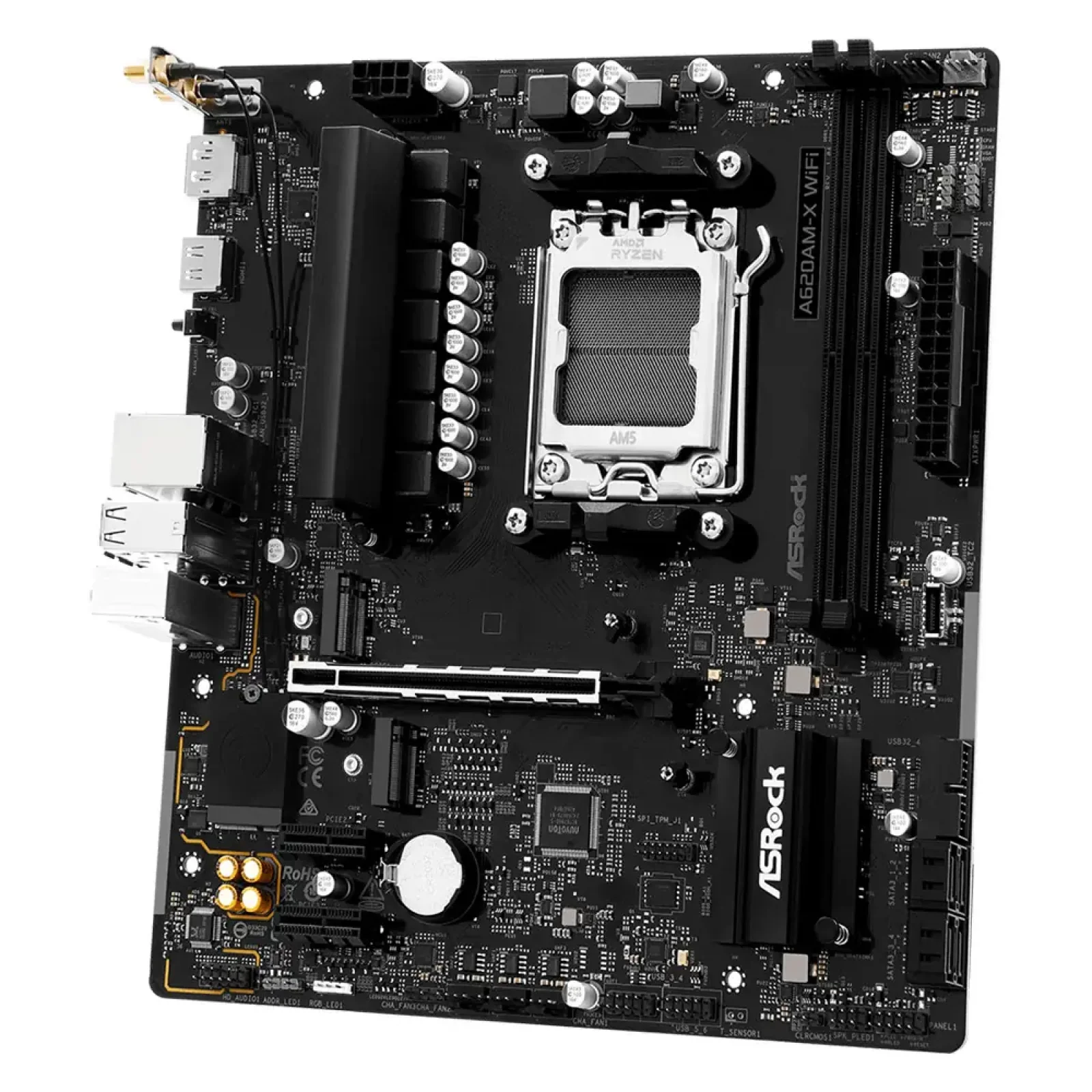 Материнская плата ASROCK sAM5 AMD A620A DP/HDMI 2xM.2 4xD DR5 2.5GbE LAN mATX A620AM-X WIFI UA