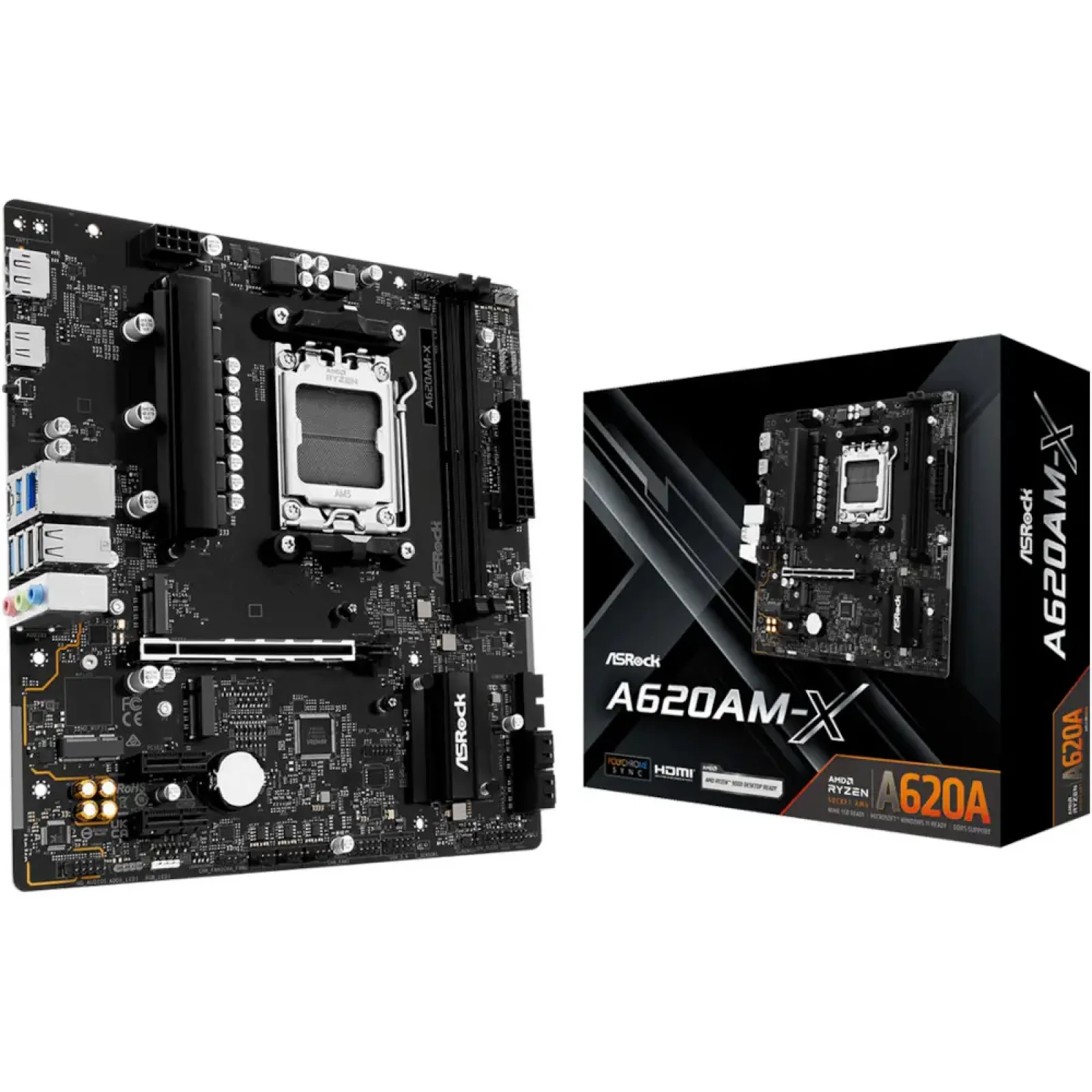 Материнская плата ASROCK sAM5 AMD A620A DP/HDMI 2xM.2 4xD DR5 2.5GbE LAN mATX A620AM-X UA