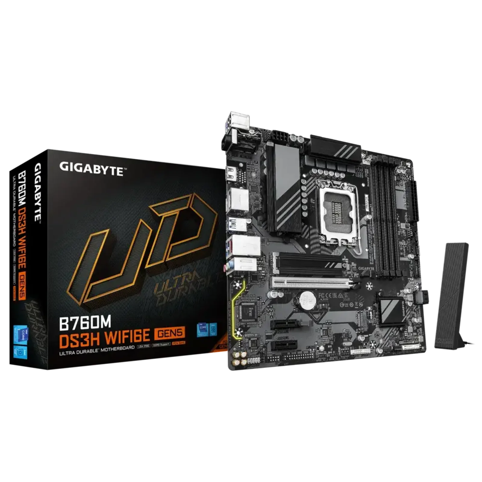 Материнская плата GIGABYTE s1700 Intel B760 HDMI/2xDP 4xDDR 5 2xM.2 2.5GbE LAN mATX B760M DS3H WIFI6E GEN5 UA