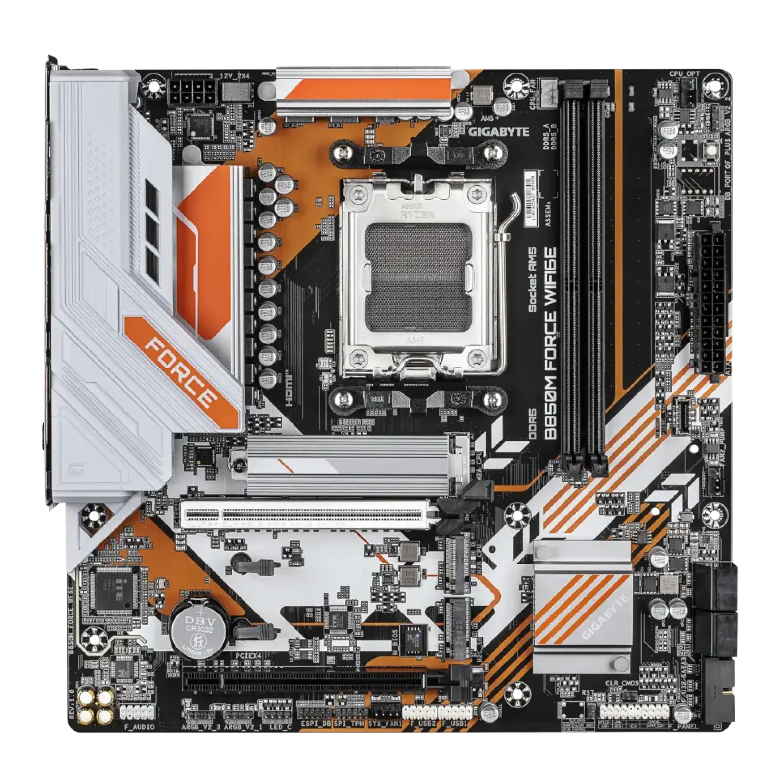 Материнская плата GIGABYTE sAM5 AMD B850 HDMI/DP 4xDDR5 2xM .2 2.5GbE LAN mATX B850M FORCE WIFI6E UA