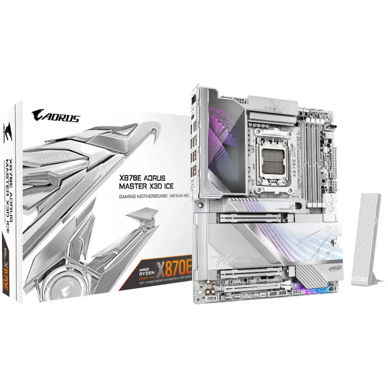Материнська плата GIGABYTE sAM5 AMD X870E 2xHDMI/2xUSB4 Typ e-C 5xM.2 (10&5)GbE LAN ATX X870E AORUS MASTER X3D ICE UA