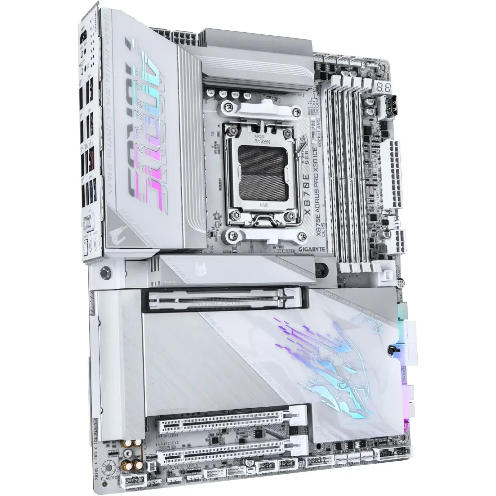 Материнская плата GIGABYTE sAM5 AMD X870E 2xHDMI/2xUSB4 Typ e-C 4xM.2 5GbE LAN ATX X870E AORUS PRO X3D ICE UA