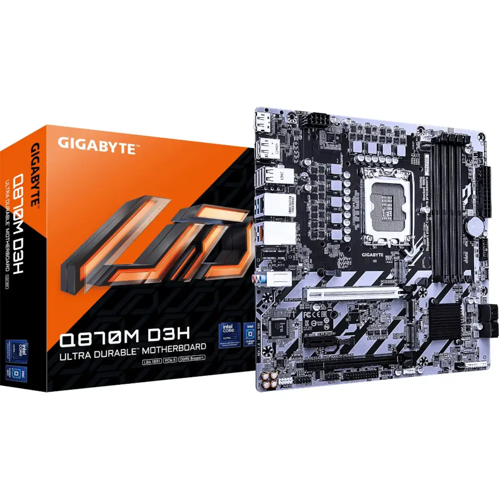 Материнская плата GIGABYTE s1851 Intel Q870 4xDDR5 2xDP/HDM I 2xM.2 2.5GbE LAN mATX Q870M D3H UA