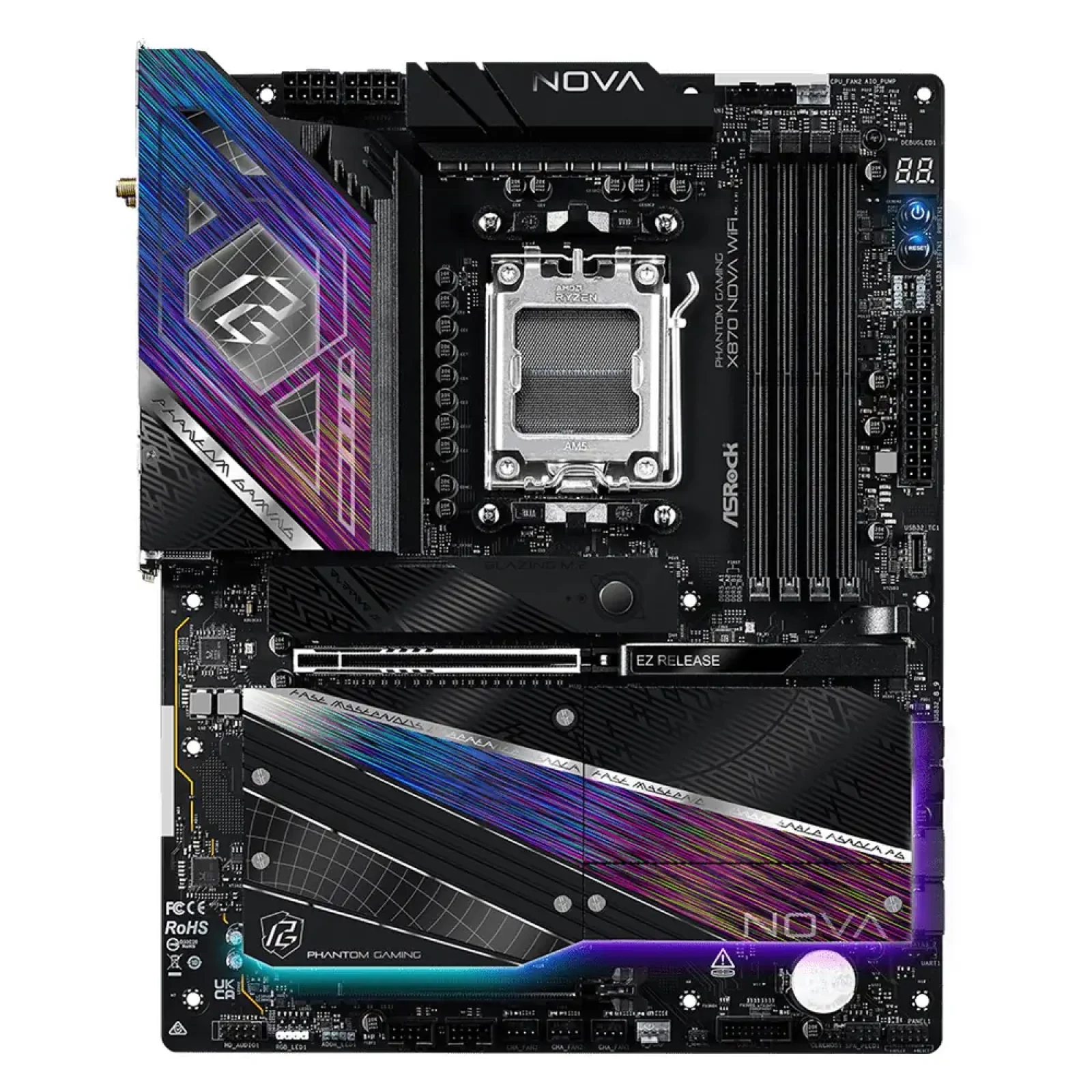 Материнская плата ASROCK sAM5 AMD X870 4xDDR5 HDMI/2xUSB4 Type-C 5xM.2 5GbE LAN ATX X870 NOVA WIFI UA