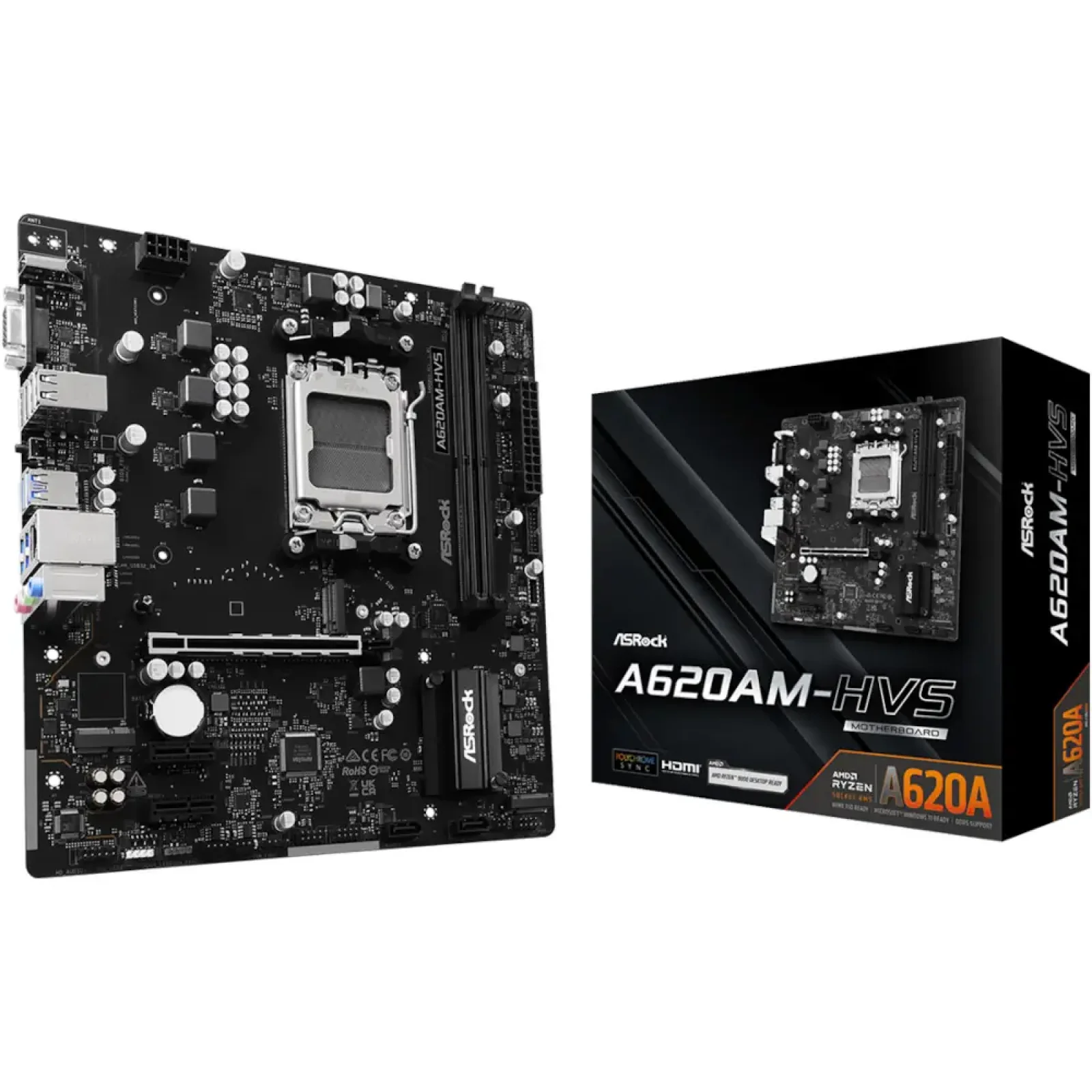 Материнська плата ASROCK sAM5 AMD A620A HDMI/VGA 2xM.2 2x DDR5 GbE LAN mATX A620AM-HVS UA