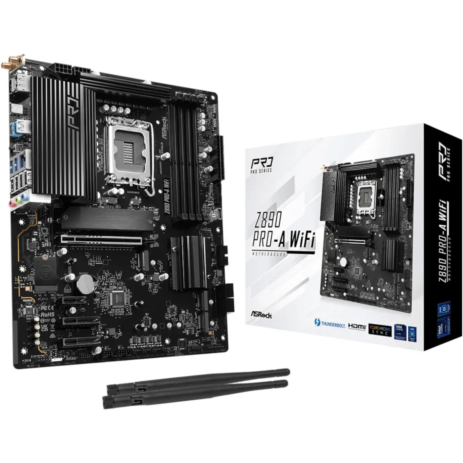 Материнская плата ASROCK s1851 Intel Z890 HDMI/DP/TB4(USB 4-C) 4xM.2 2.5GbE LAN ATX Z890 PRO-A WIFI UA