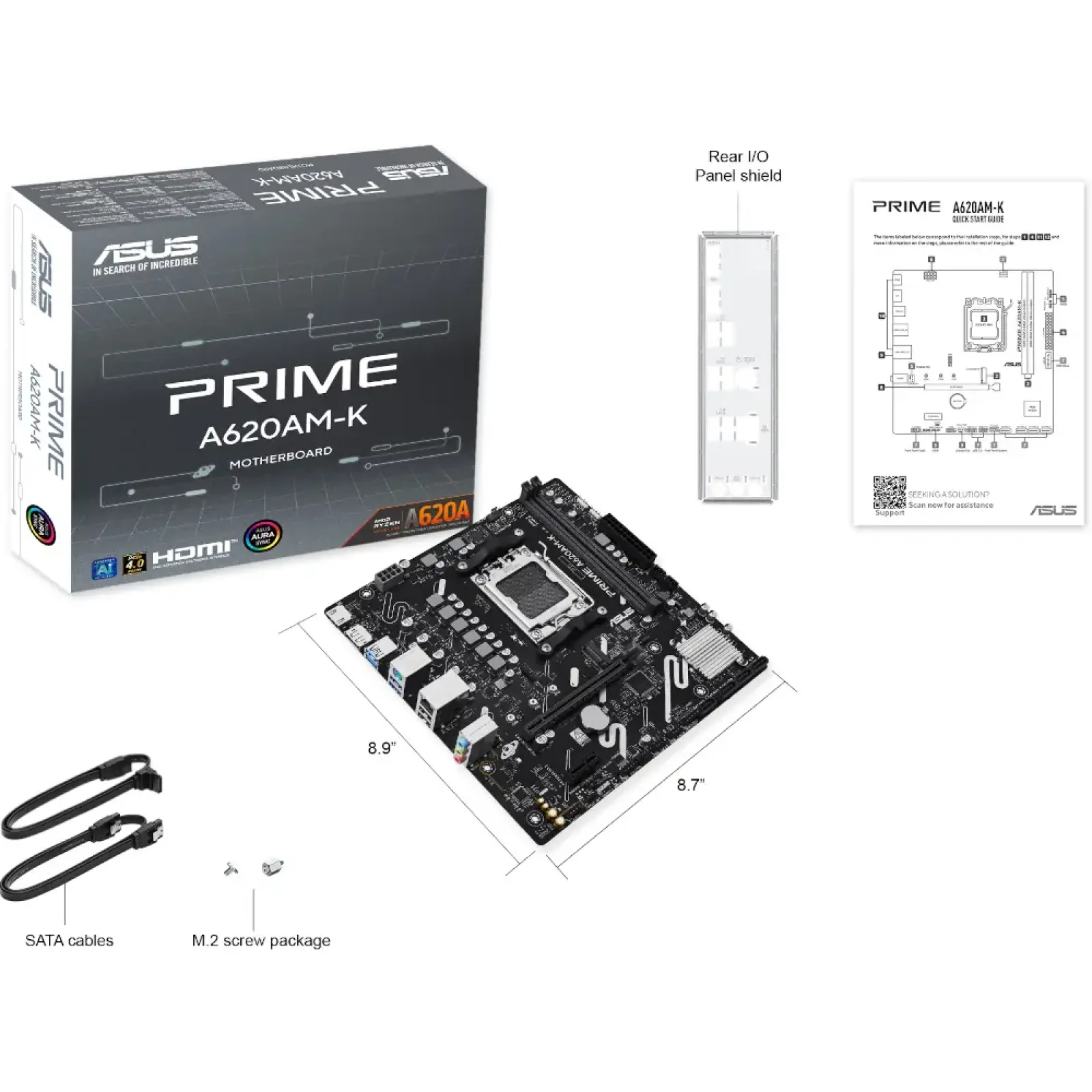 Материнська плата ASUS sAM5/2DDR5/HDMI/DP/2PCIe/1M.2/4S ATA PRIME A620AM-K UA