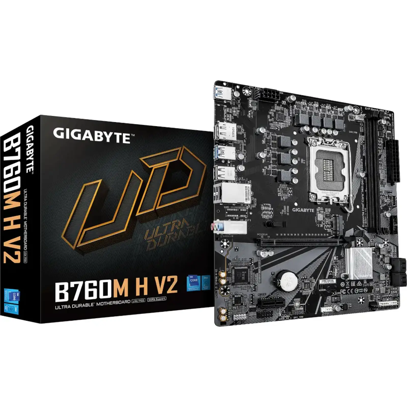 Материнська плата GIGABYTE s1700 Intel B760 HDMI/DP 2xDDR5 1xM.2 GbE LAN mATX B760M H V2 UA
