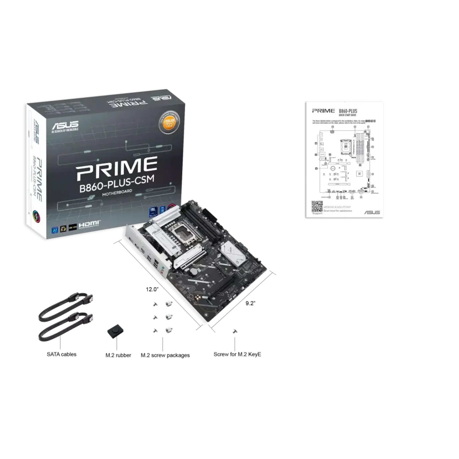 Материнская плата ASUS s1851 4DDR5/HDMI/DP/USB4/2PCIe/3 M.2/4SATA/LAN2.5Gb PRIME B860-PLUS-CSM UA