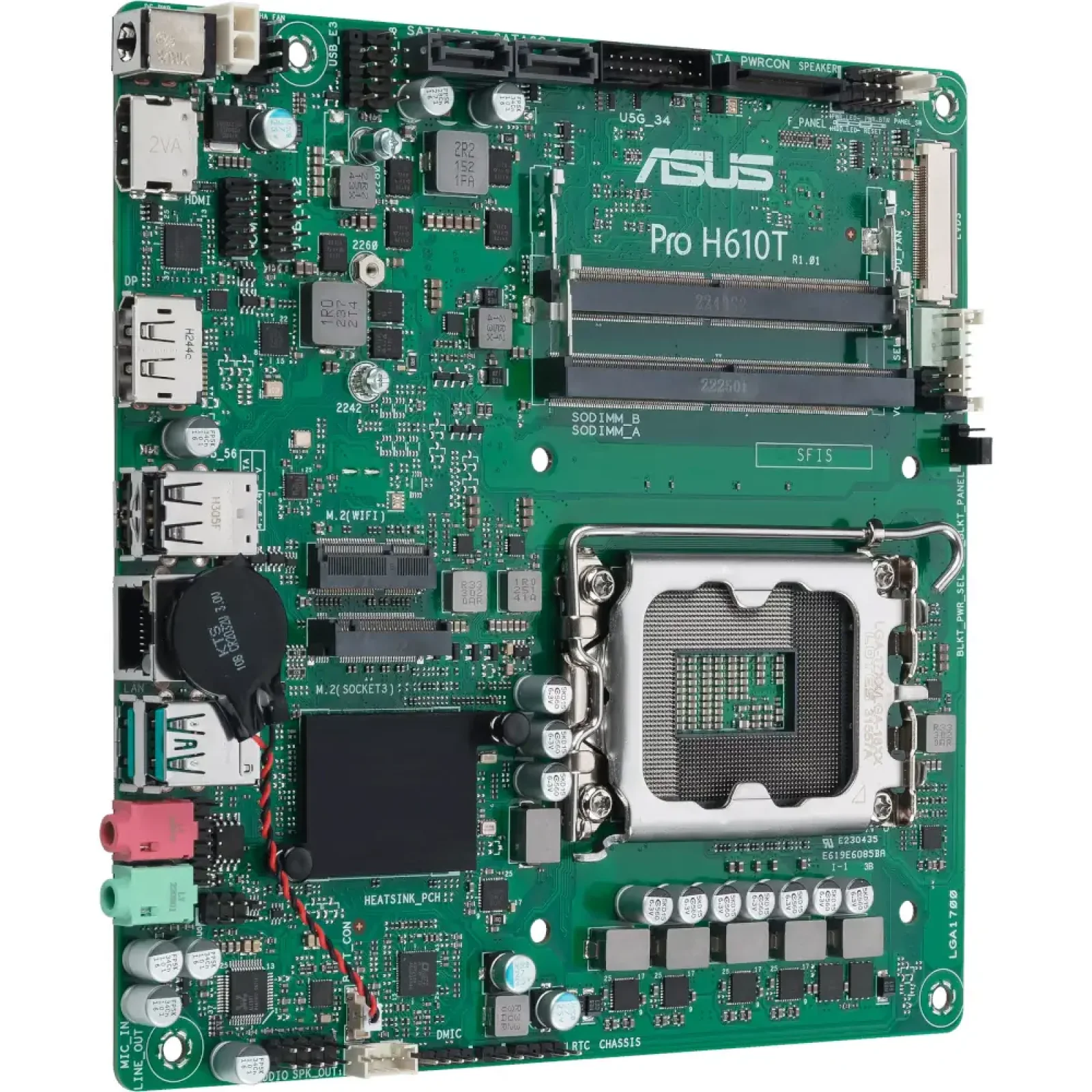 Материнская плата ASUS s1700/2SoDIMMDDR5/LDVS/HDMI/DP/2 SATA/1xM.2 PRO H610T-CSM UA
