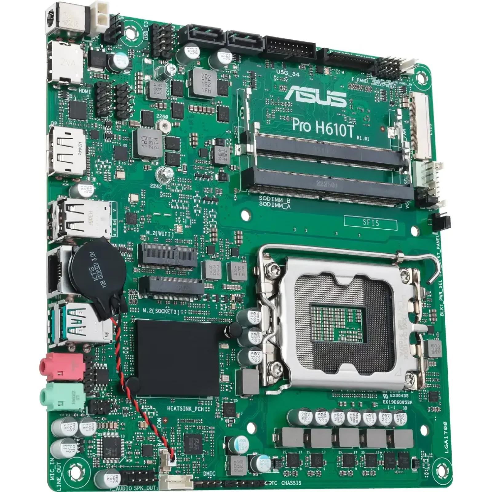Материнская плата ASUS s1700/2SoDIMMDDR5/LDVS/HDMI/DP/2 SATA/1xM.2 PRO H610T-CSM UA