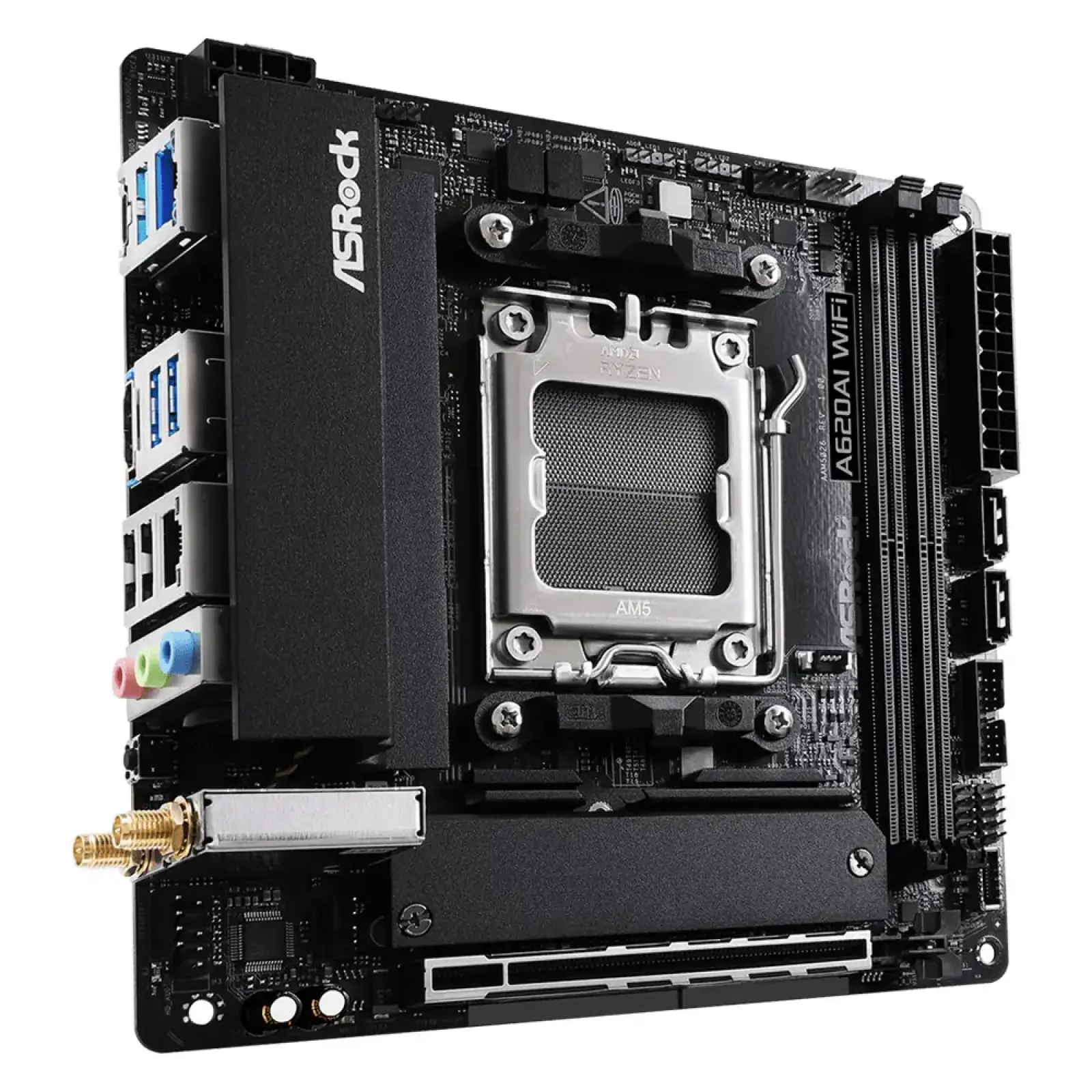 Материнская плата ASROCK sAM5 AMD A620A HDMI 2xM.2 2.5GbE LAN mini-ITX A620AI WIFI UA