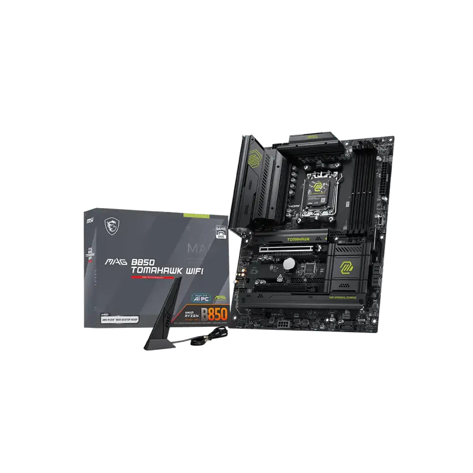 Материнская плата MSI sAM5/4DDR5/HDMI/3PCIe/3M.2/4SATA /LAN5Gb MAG B850 TOMAHAWK WIFI UA