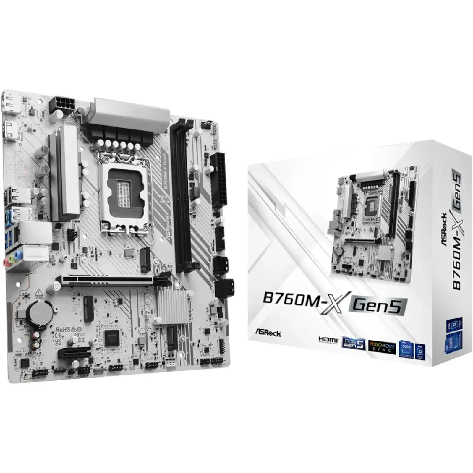 Материнская плата ASROCK s1700 Intel B760 DP/HDMI 2xM.2 2 xDDR5 2.5GbE LAN mATX B760M-X GEN5 UA