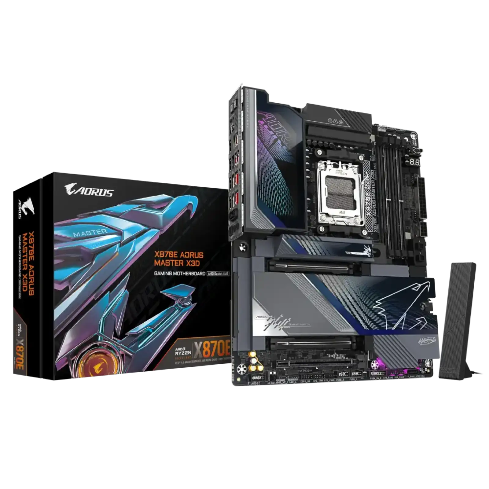 Материнская плата GIGABYTE sAM5 AMD X870E 2xHDMI/2xUSB4 Typ e-C 5xM.2 (10&5)GbE LAN ATX X870E AORUS MASTER X3D UA