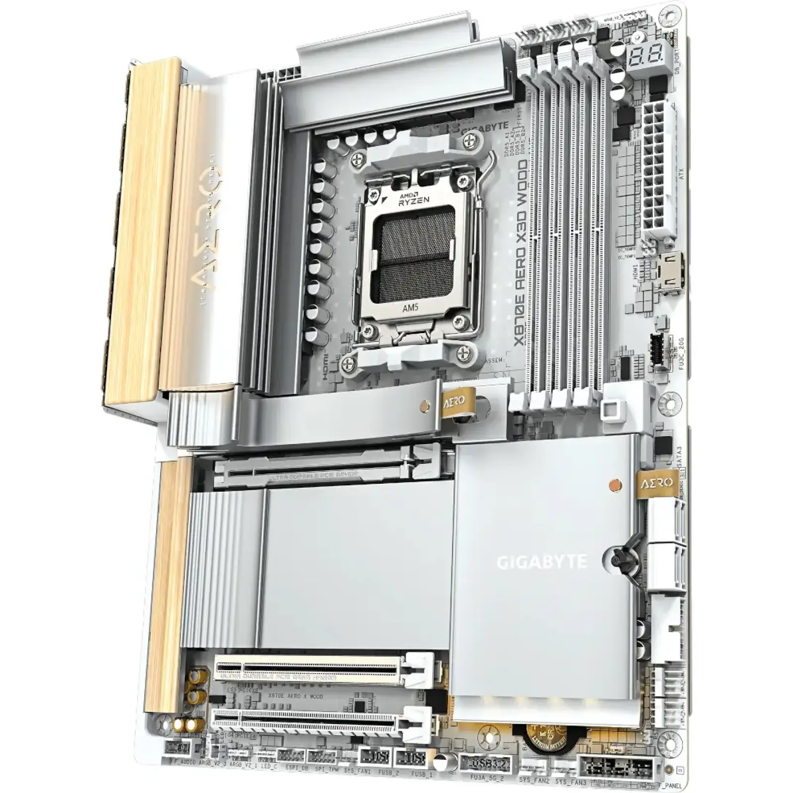 Материнская плата GIGABYTE sAM5 AMD X870E 2xHDMI/2xUSB4 Typ e-C 4xM.2 2x5GbE LAN ATX X870E AERO X3D WOOD UA