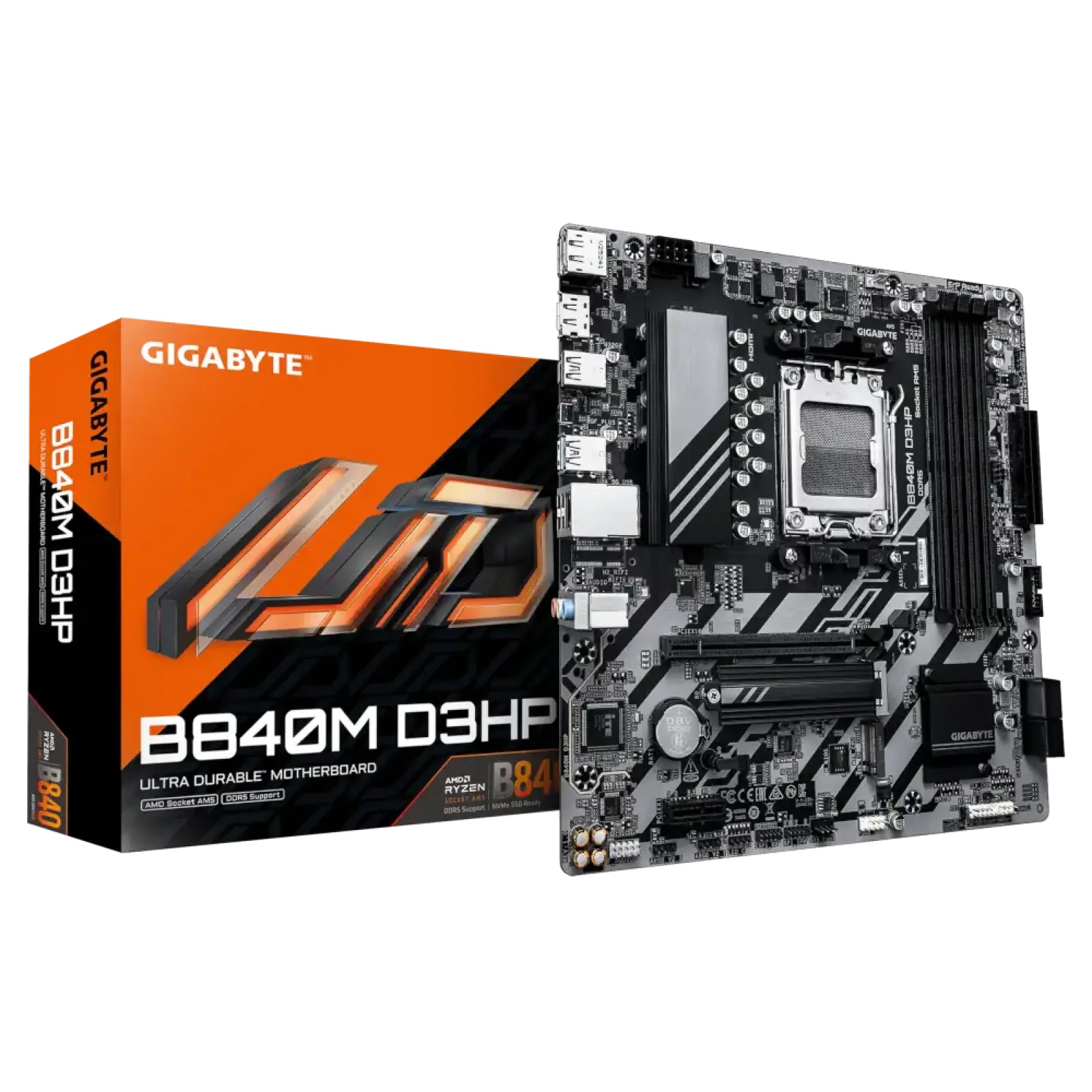 Материнська плата GIGABYTE sAM5 AMD B840 2хDP/HDMI 4xDDR5 2 xM.2 GbE LAN mATX B840M D3HP UA