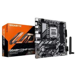 Материнская плата GIGABYTE sAM5 AMD B840 2хDP/HDMI 4xDDR5 2 xM.2 GbE LAN mATX B840M D3HP WIFI6E UA