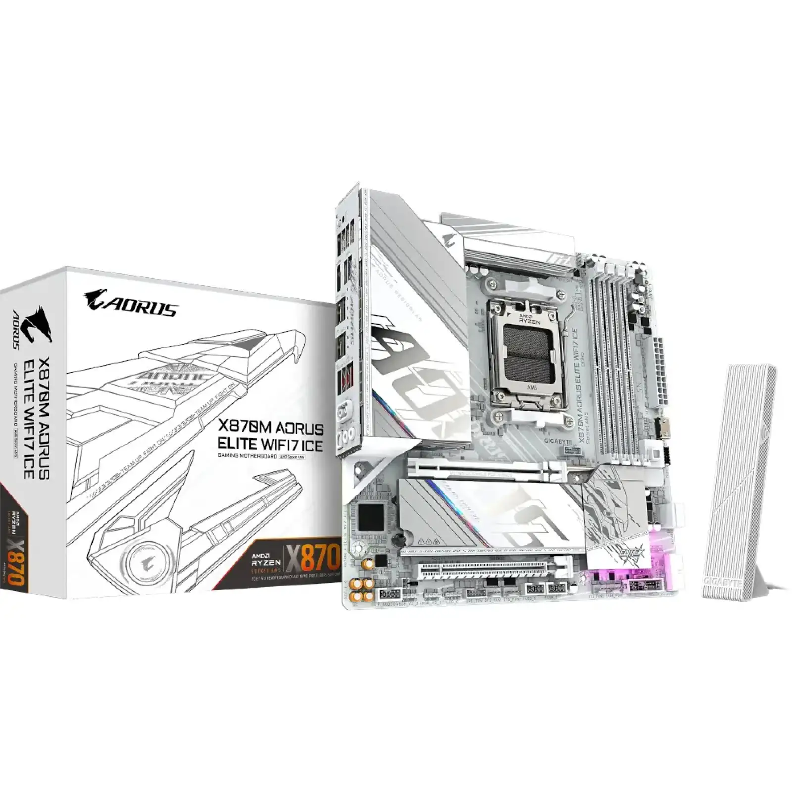 Материнская плата GigaByte X870M AORUS Elite WIFI7 Ice s-AM5 X870 UA
