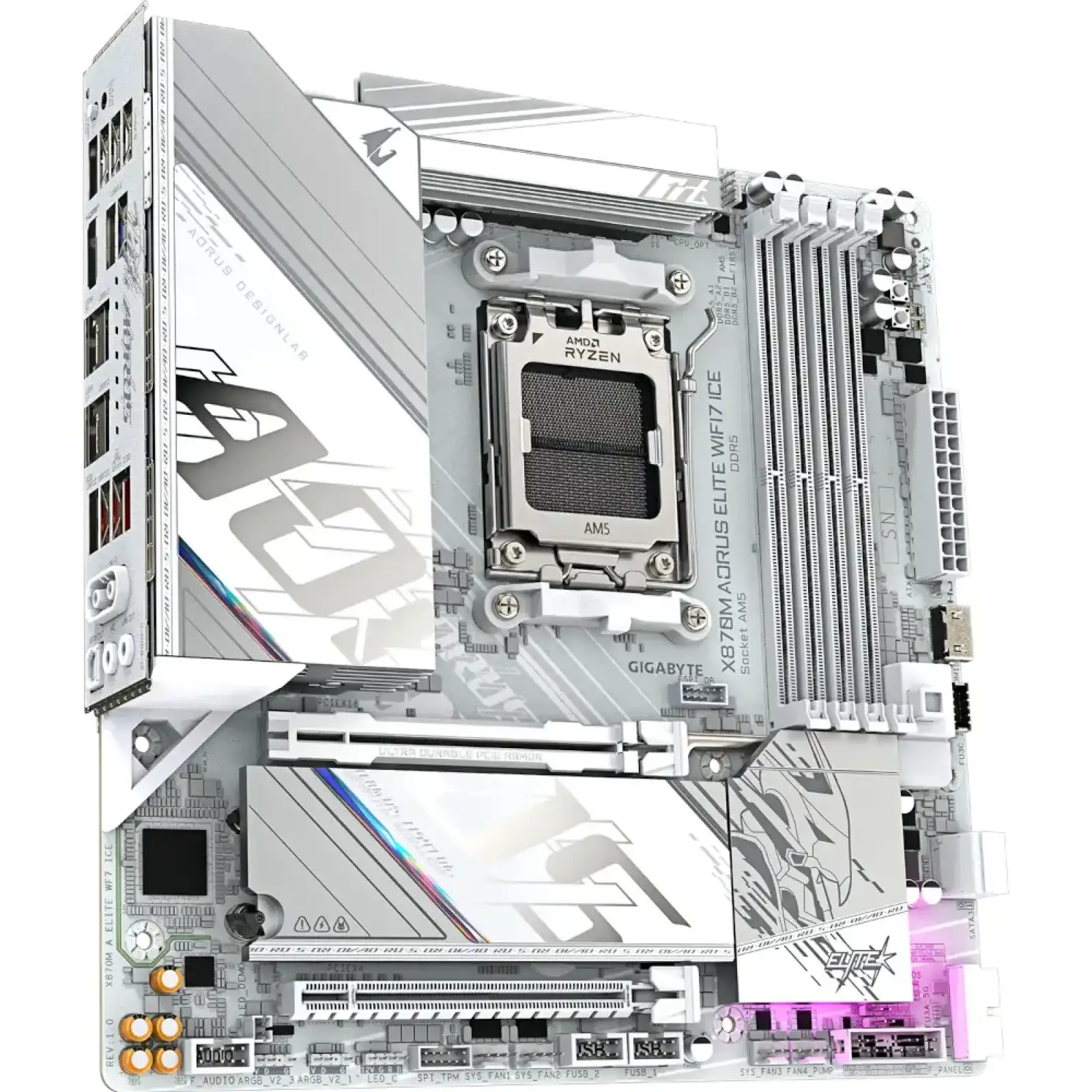 Материнская плата GigaByte X870M AORUS Elite WIFI7 Ice s-AM5 X870 UA