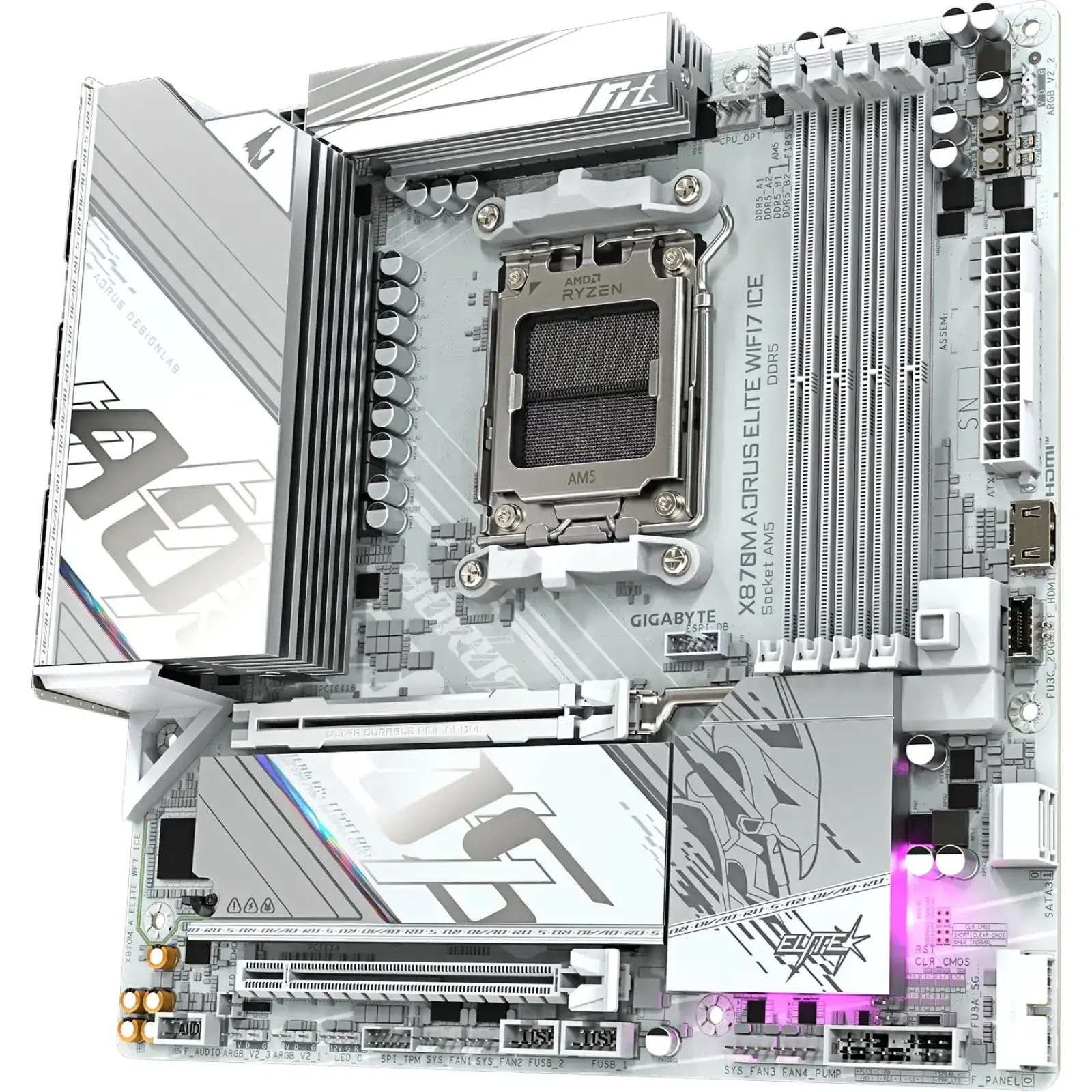 Материнская плата GigaByte X870M AORUS Elite WIFI7 Ice s-AM5 X870 UA