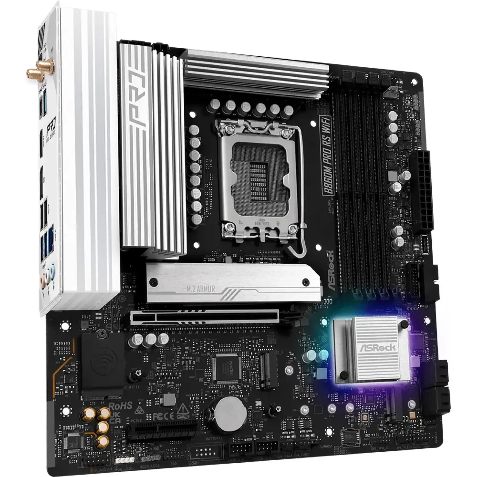 Материнская плата ASROCK s1851 Intel B860 4xDDR5 DP/HDMI 3xM.2 2.5GbE LAN mATX B860M PRO RS WIFI UA