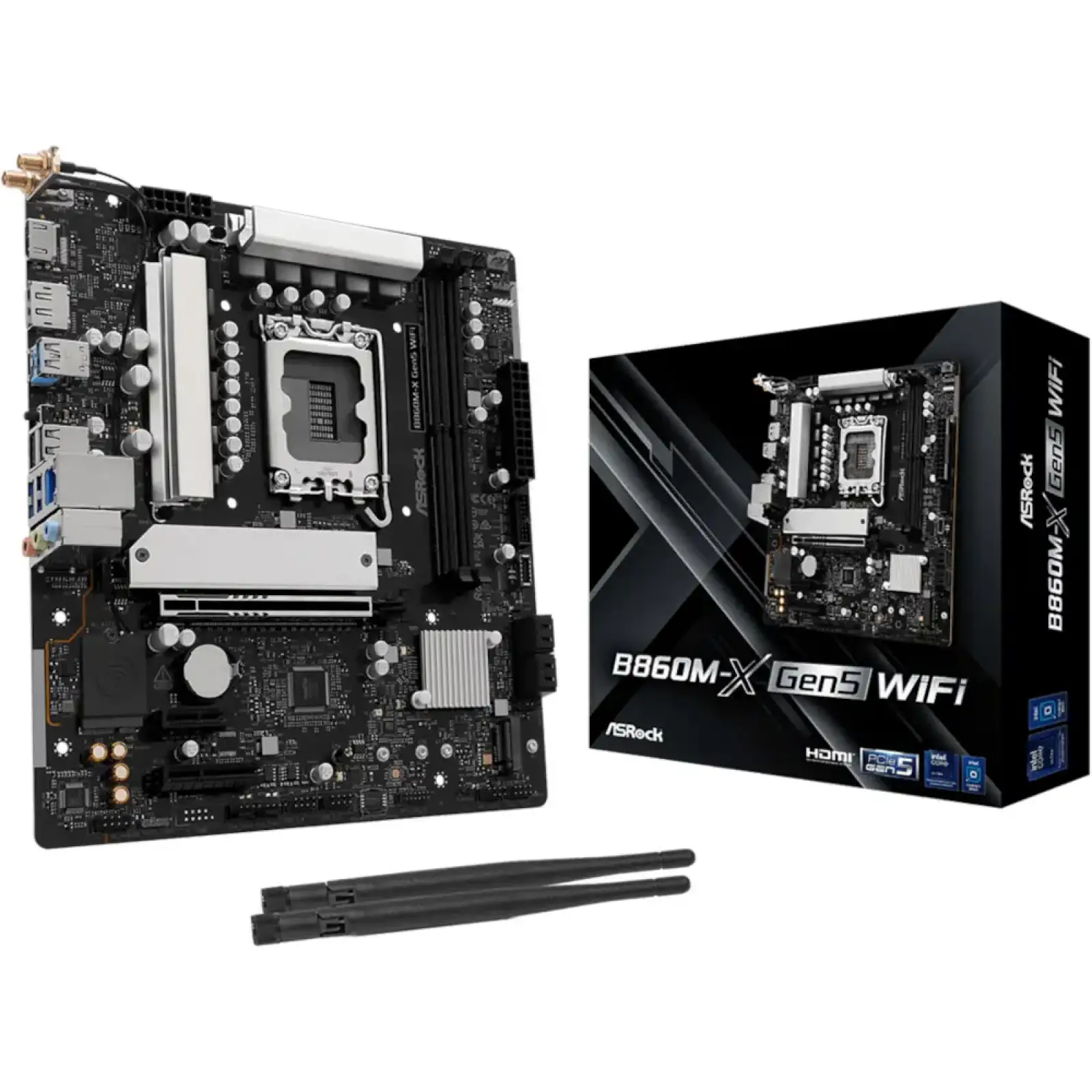 Материнська плата ASROCK s1851 Intel B860 2xDDR5 DP/HDMI 2xM.2 2.5GbE LAN mATX B860M-X GEN5 WIFI UA