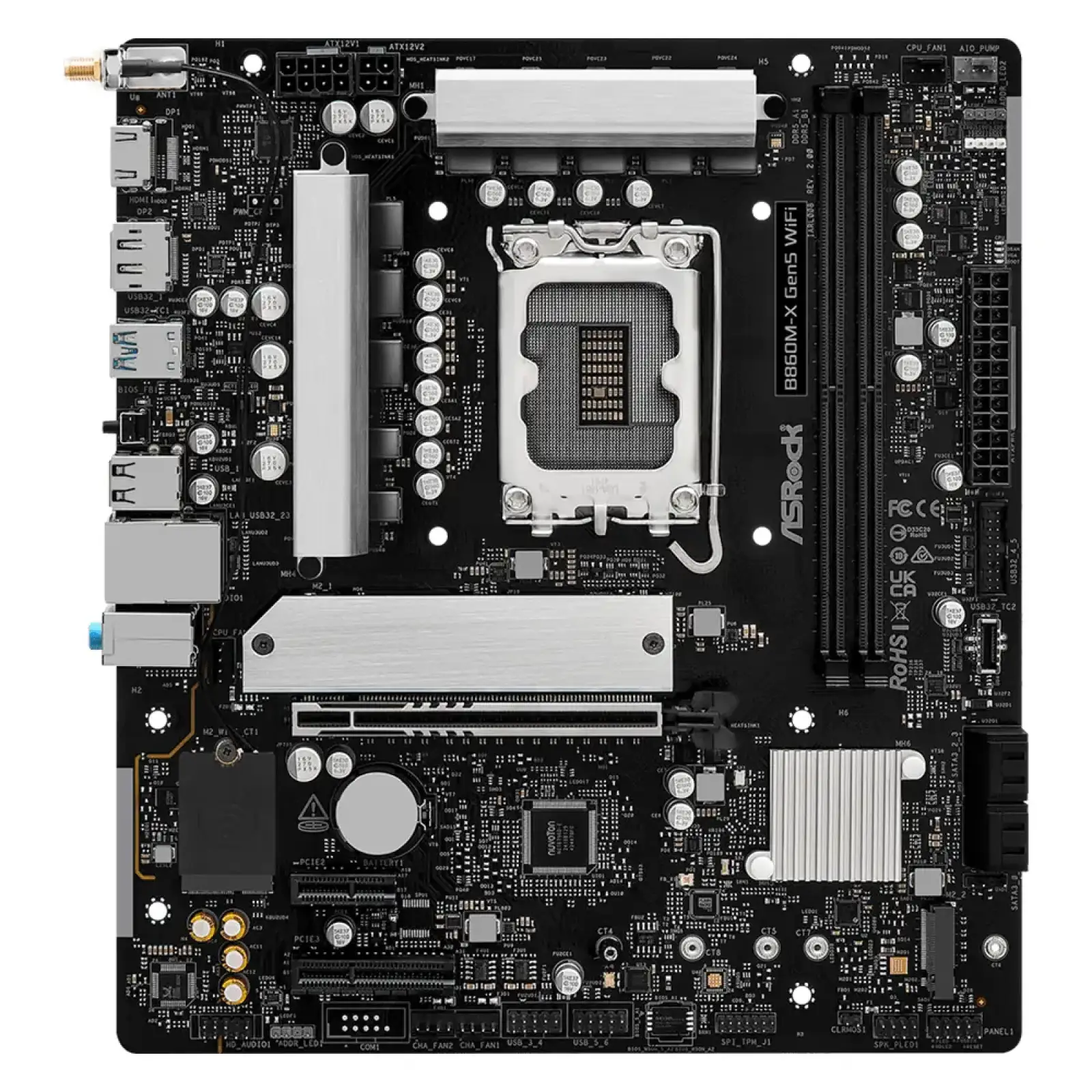 Материнська плата ASROCK s1851 Intel B860 2xDDR5 DP/HDMI 2xM.2 2.5GbE LAN mATX B860M-X GEN5 WIFI UA