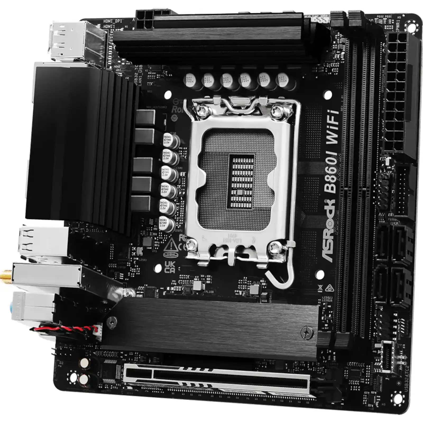 Материнська плата ASROCK s1851 Intel B860 2xDDR5 DP/HDMI 2xM.2 2.5+GbE LAN mATX B860I WIFI UA