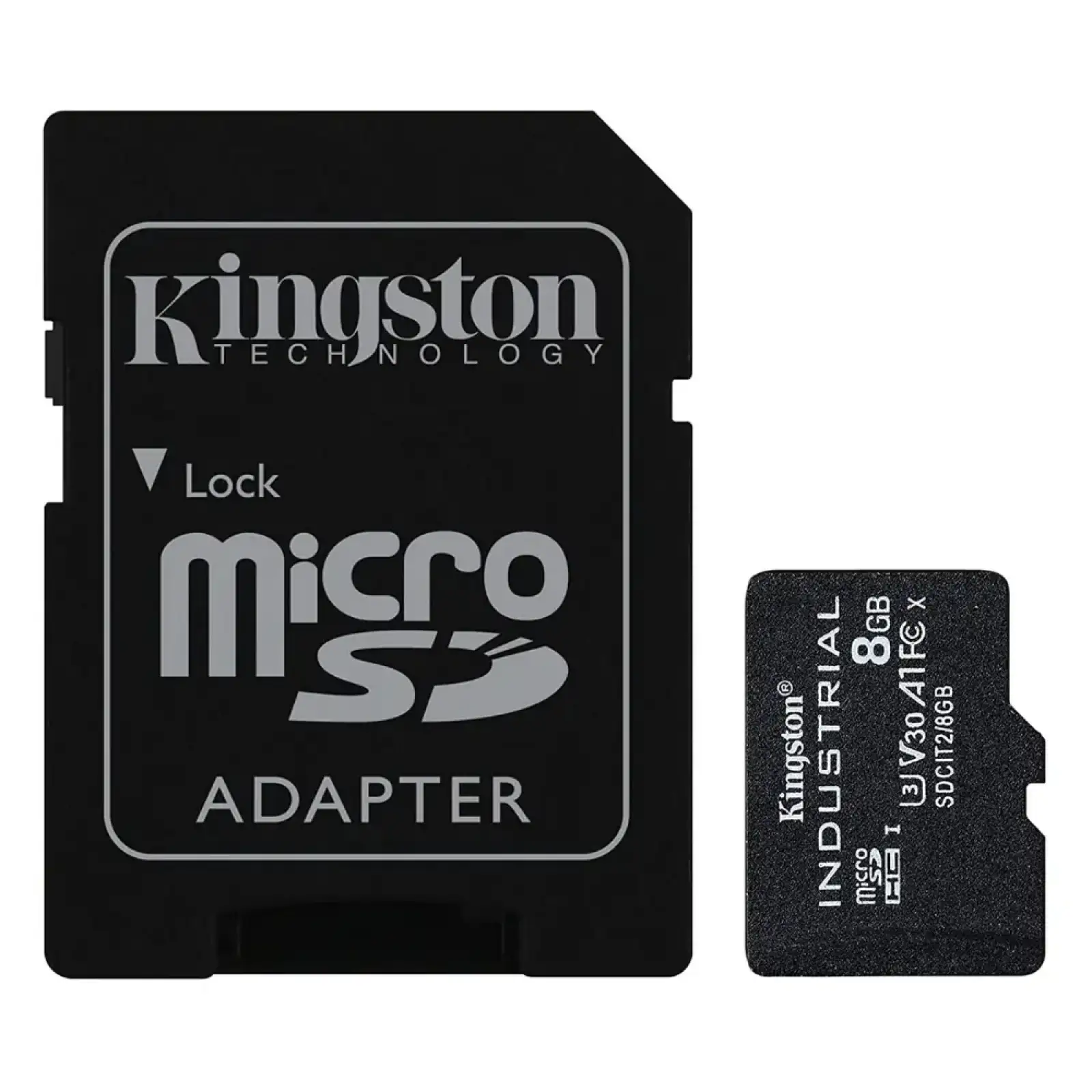 Карта пам'яті KINGSTON 8GB microSDHC/SDXC C10 A1 Industrial 100R/80W UHS-I Speed Class U3, V30, A1 + adapter SDCIT2/8GB UA