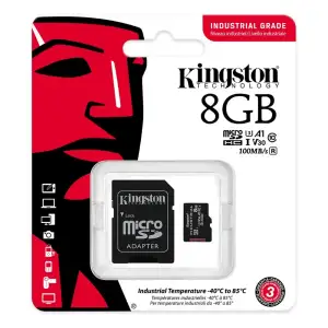 Карта пам'яті KINGSTON 8GB microSDHC/SDXC C10 A1 Industrial 100R/80W UHS-I Speed Class U3, V30, A1 + adapter SDCIT2/8GB UA