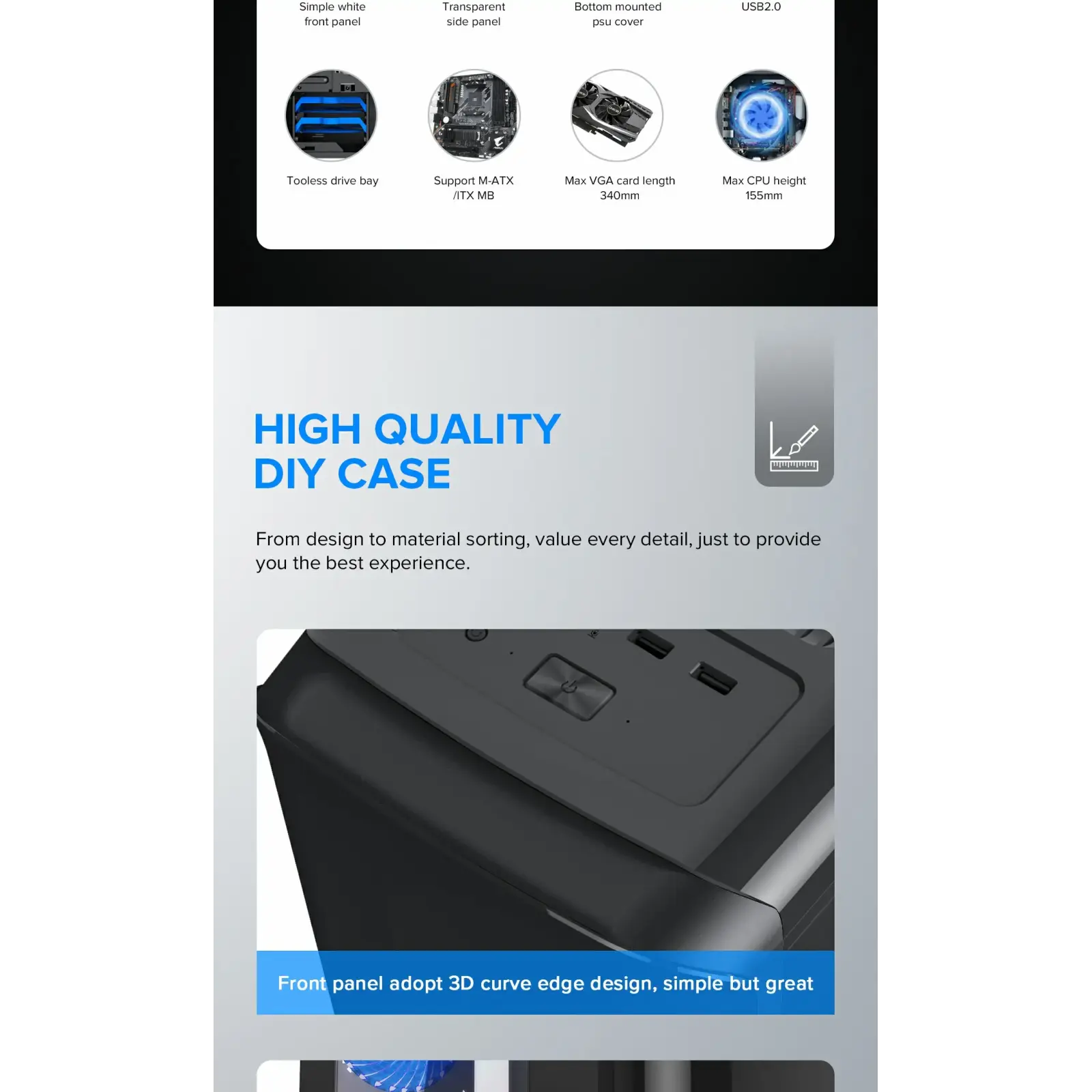 Корпус GAMEMAX Micro ATX без блока живлення H602-BK UA