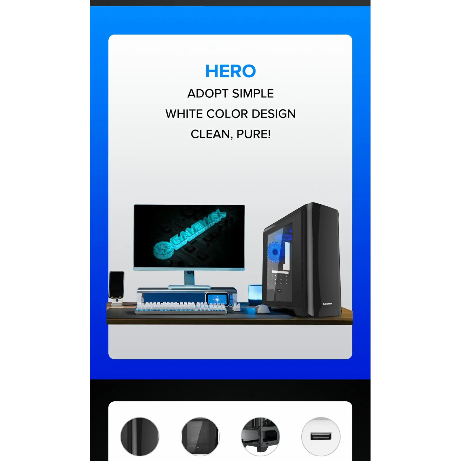 Корпус GAMEMAX Micro ATX без блока живлення H602-BK UA