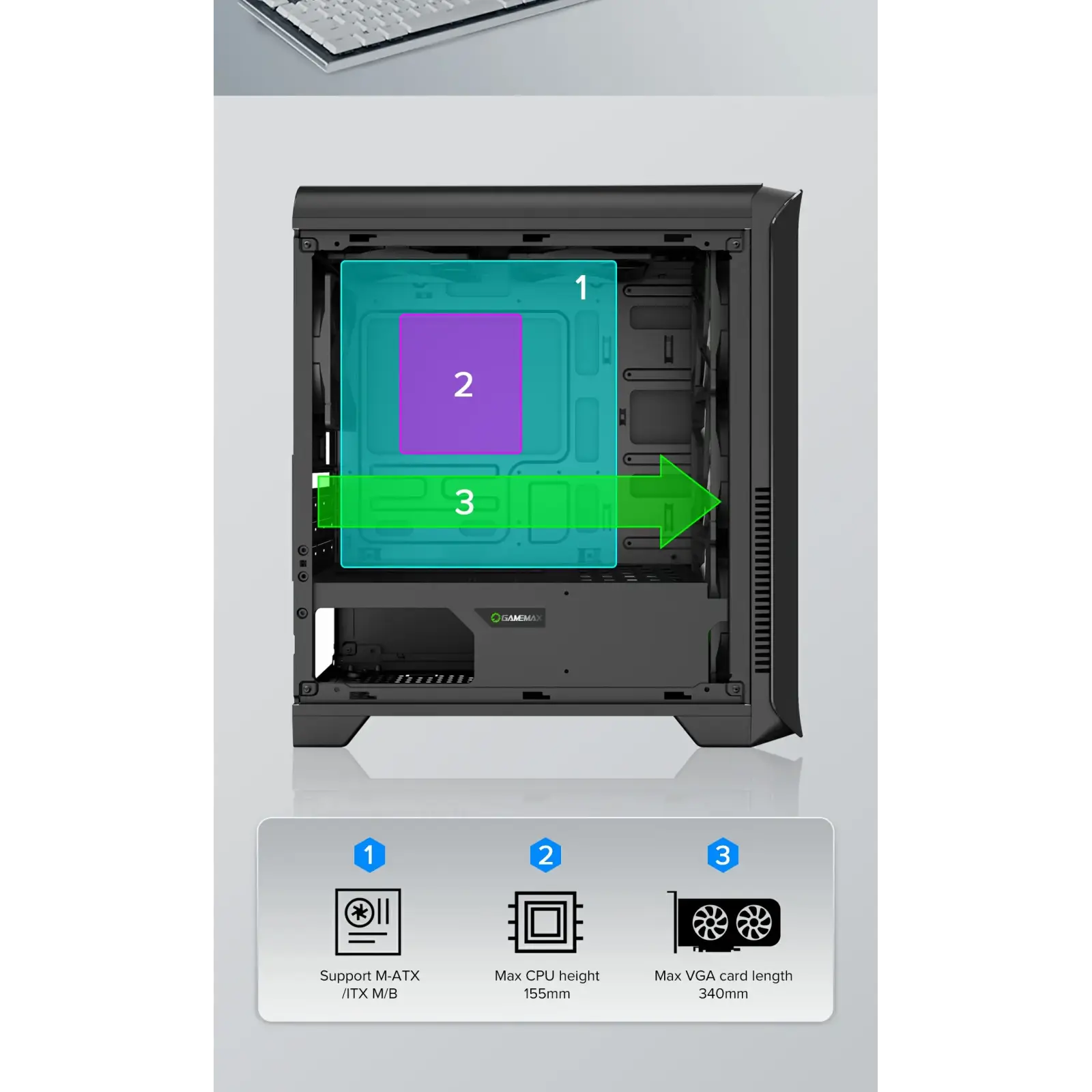 Корпус GAMEMAX Micro ATX без блока живлення H602-BK UA