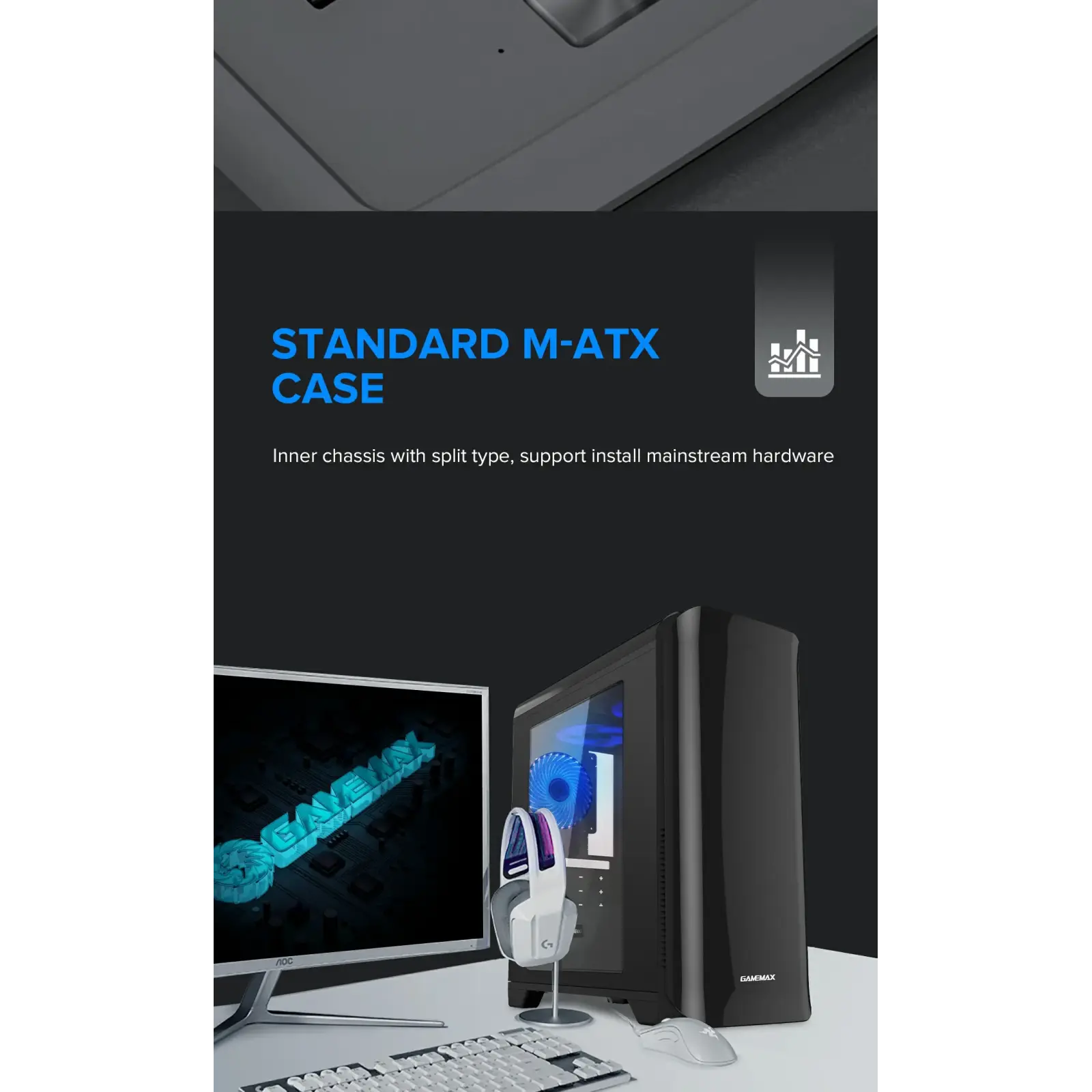 Корпус GAMEMAX Micro ATX без блока живлення H602-BK UA